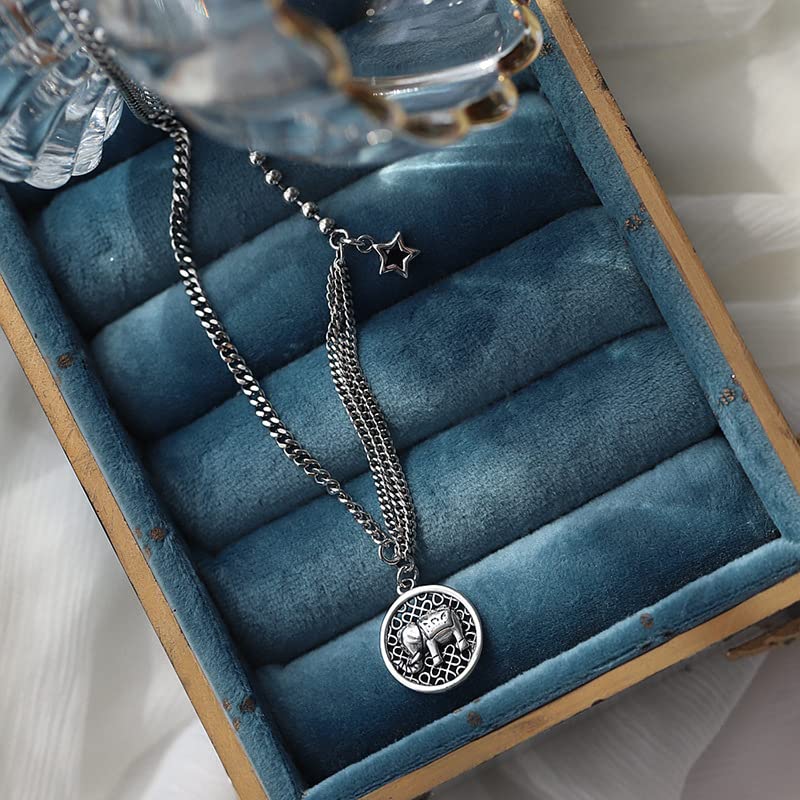 Elegant Small Elephant Pendant Necklace for Women - Sterling Silver Vintage Charm Necklace with Delicate Chain - Perfect for Weddings, Anniversaries & Everyday Wear