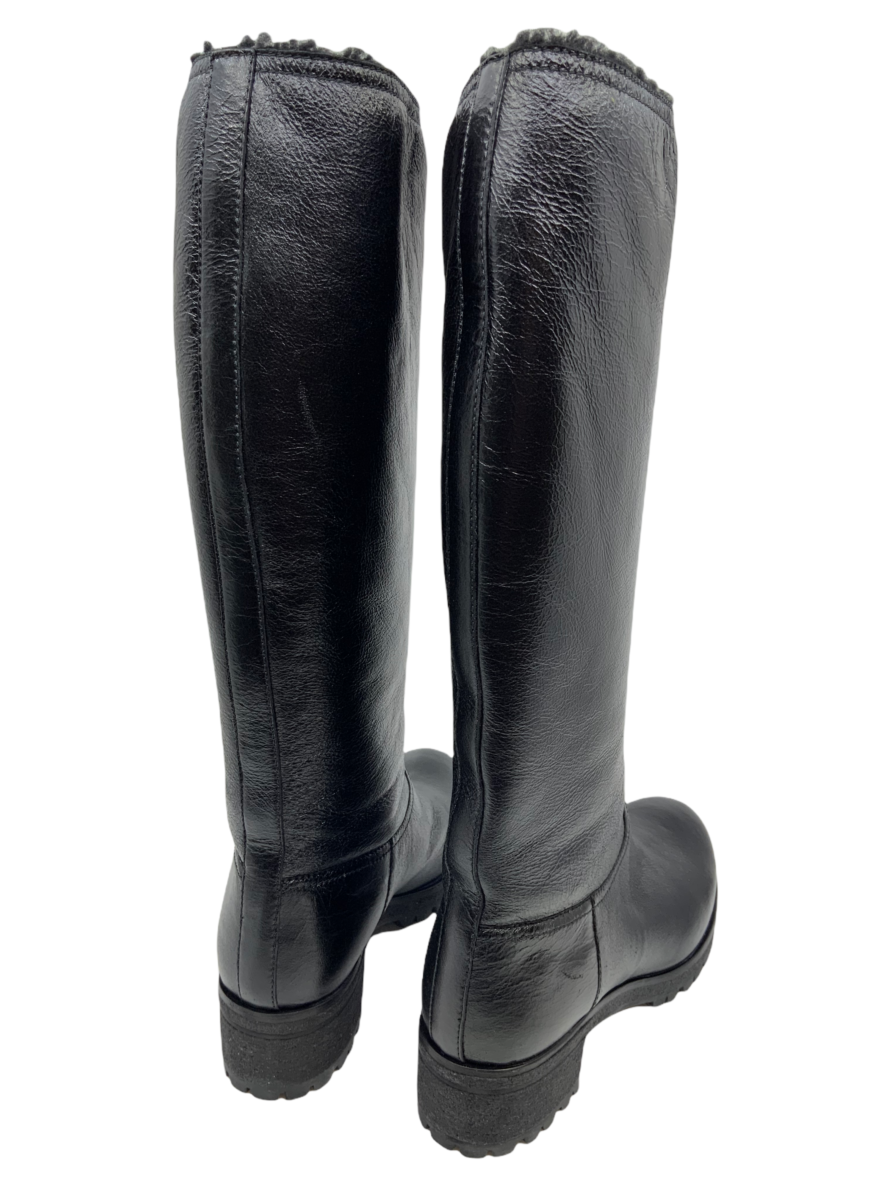 Prada Leather Shearling Lined Boots Women's Size 8.5 - Winter Fashion Boots for Cold Weather & Stylish Outfits