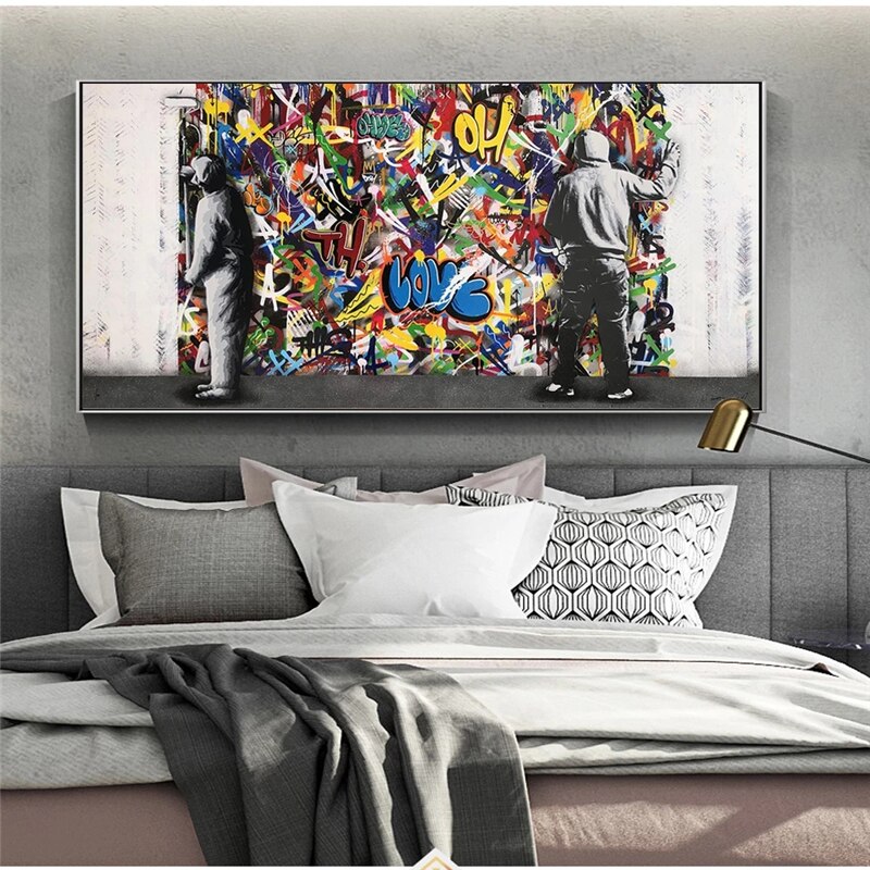 Banksy Graffiti Wall Art Canvas - Street Art Paintings for Home & Office Decor - Perfect for Living Room, Bedroom, or Urban Style Interior Design