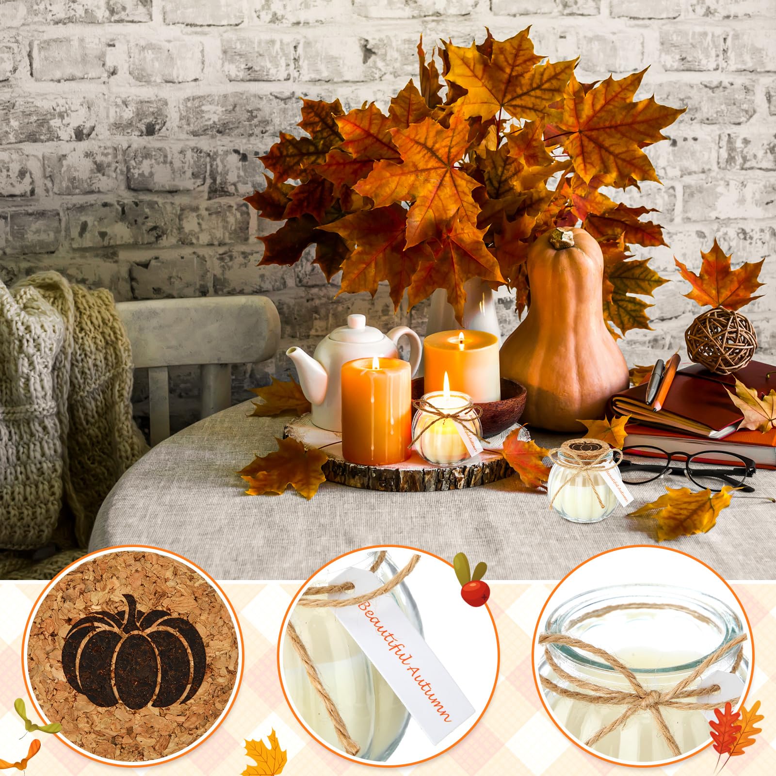 12 Pack Pumpkin Candles - 5oz Scented Fall Decor for Halloween & Thanksgiving
