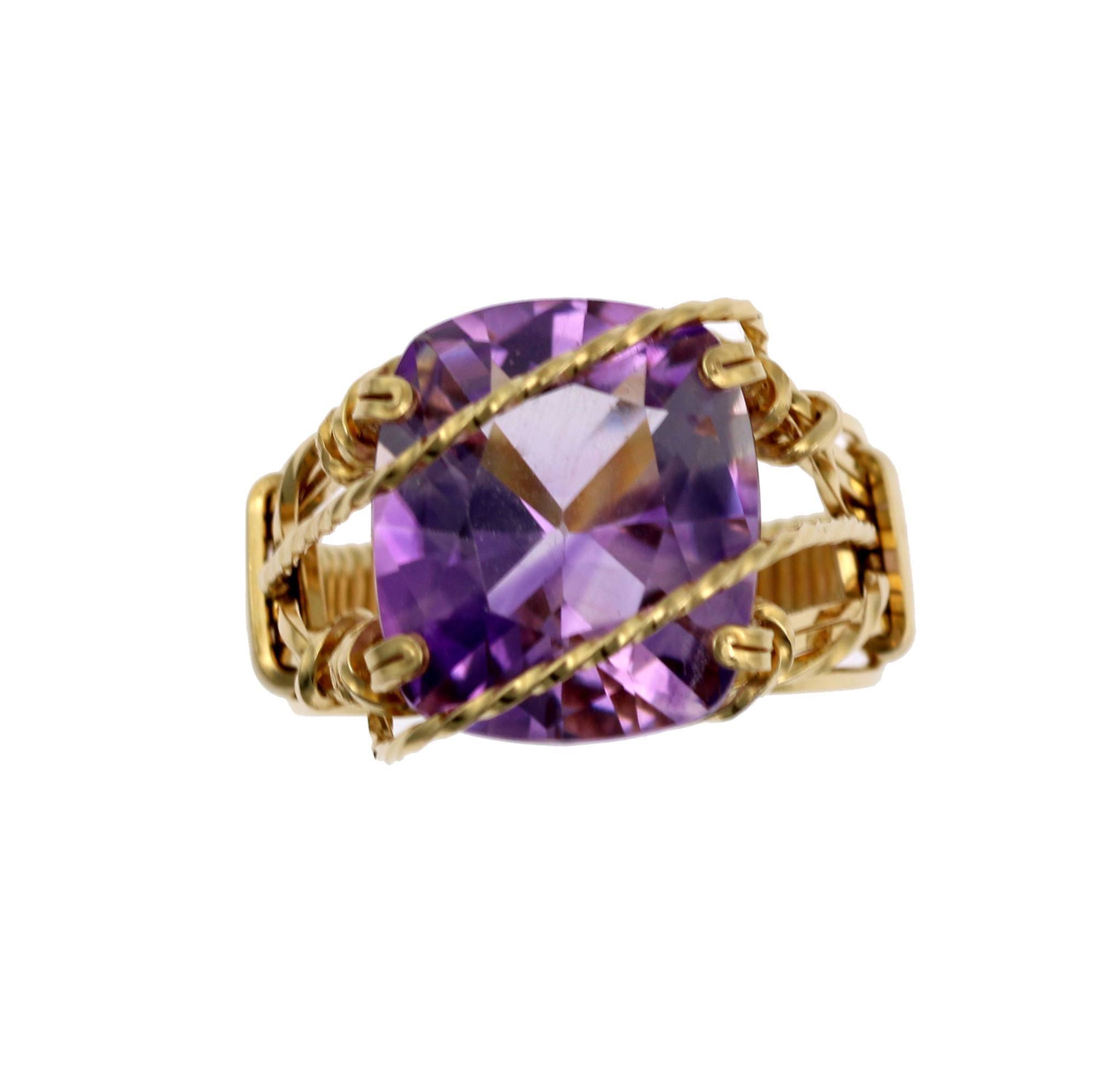 14K Gold Filled Amethyst Cocktail Ring for Women - Elegant Statement Jewelry for Parties, Weddings & Special Occasions