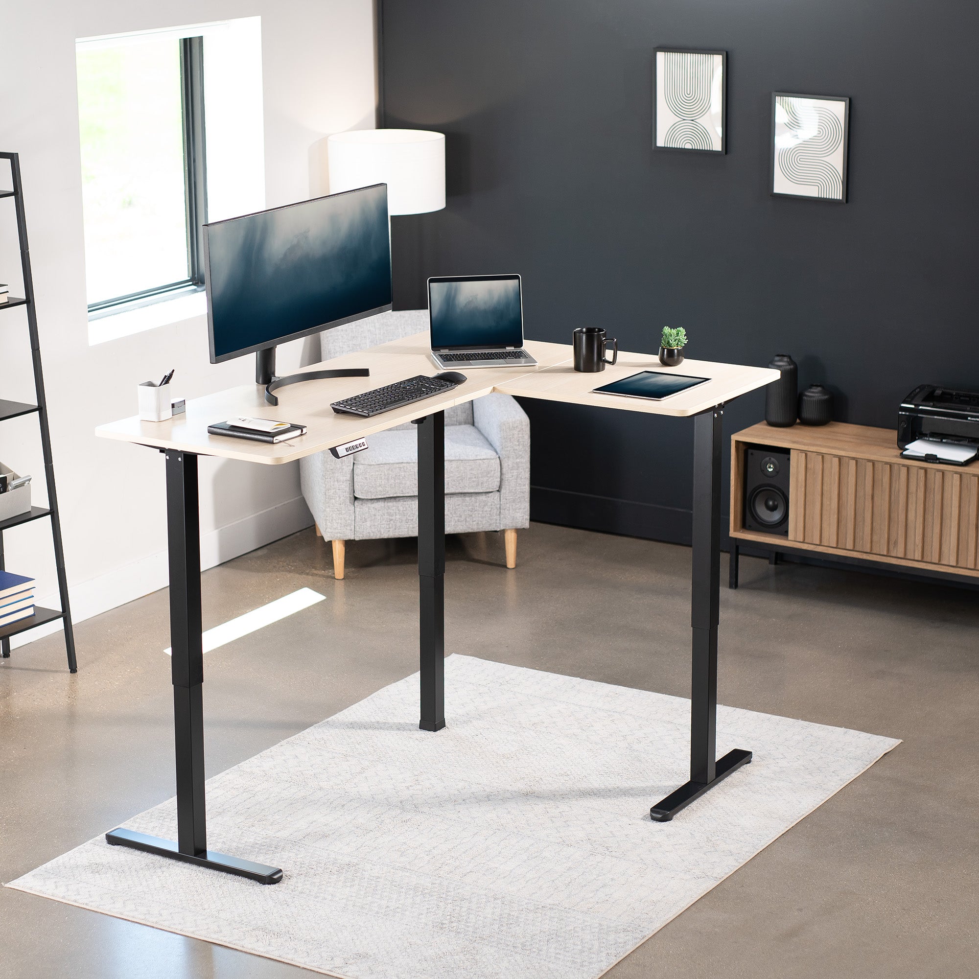 E3 Series Corner Electric Standing Desk - Adjustable Height Home Office Desk for Work & Study | Perfect for Small Spaces & Ergonomic Workspaces