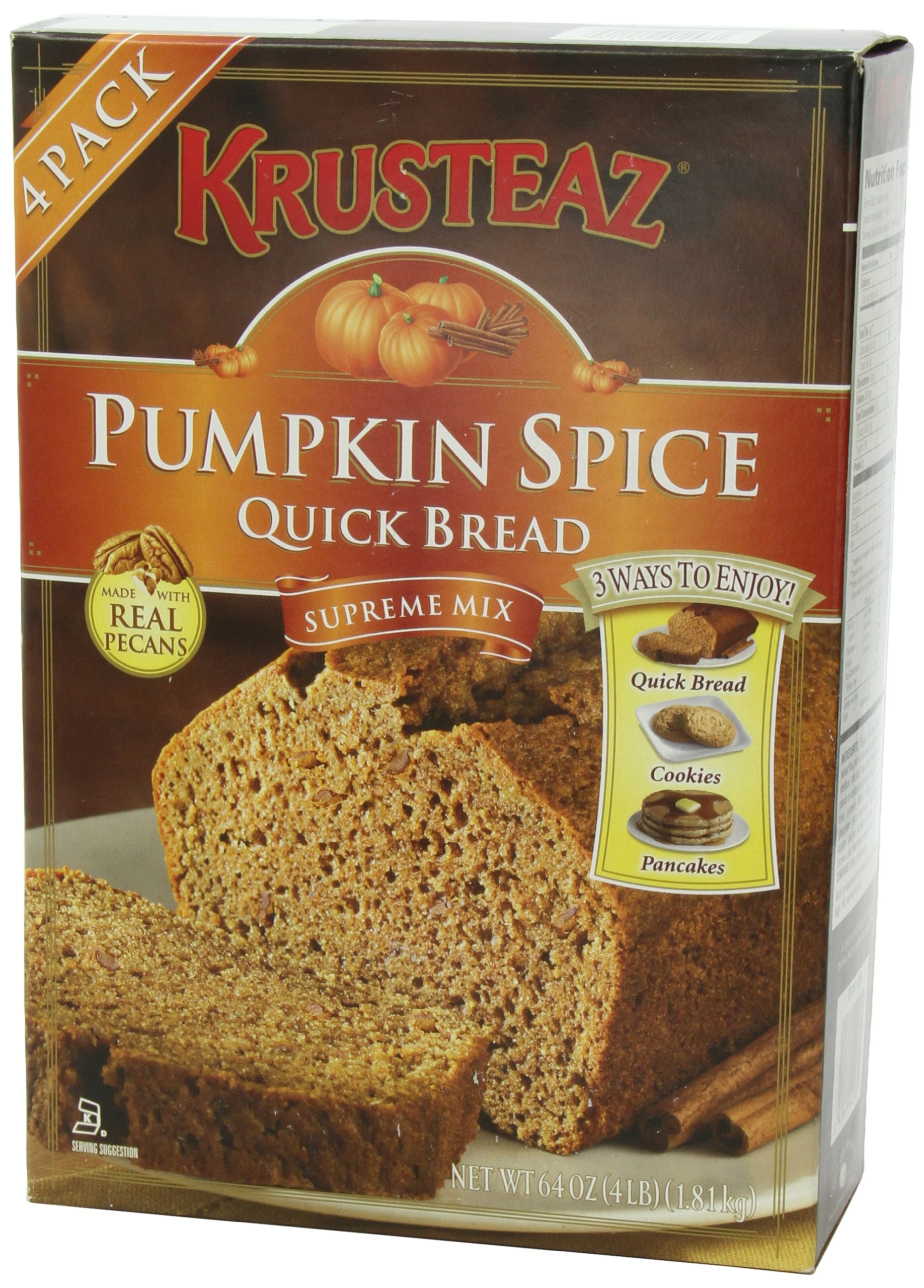 Krusteaz Pumpkin Spice Quick Bread Mix - 64 oz (4 Pack) | Easy Homemade Fall Dessert | Perfect for Thanksgiving, Holiday Baking & Family Gatherings