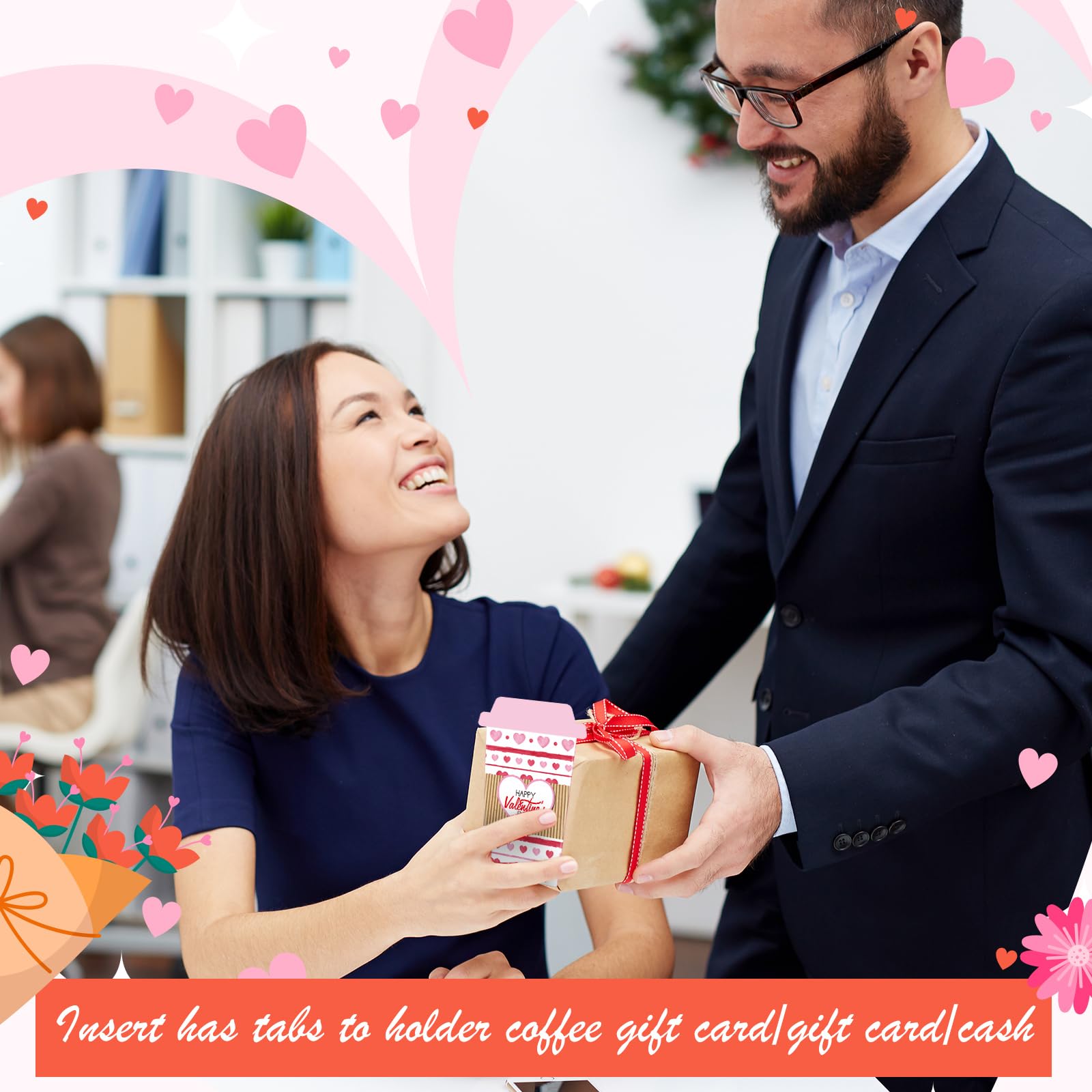 48-Pack Valentine's Day Coffee Cup Gift Card Holders - Latte-Themed Holiday Appreciation Cards for Teachers, Office, Colleagues & Business Gifts - Perfect for Classroom Rewards, Employee Recognition & Customer Appreciation