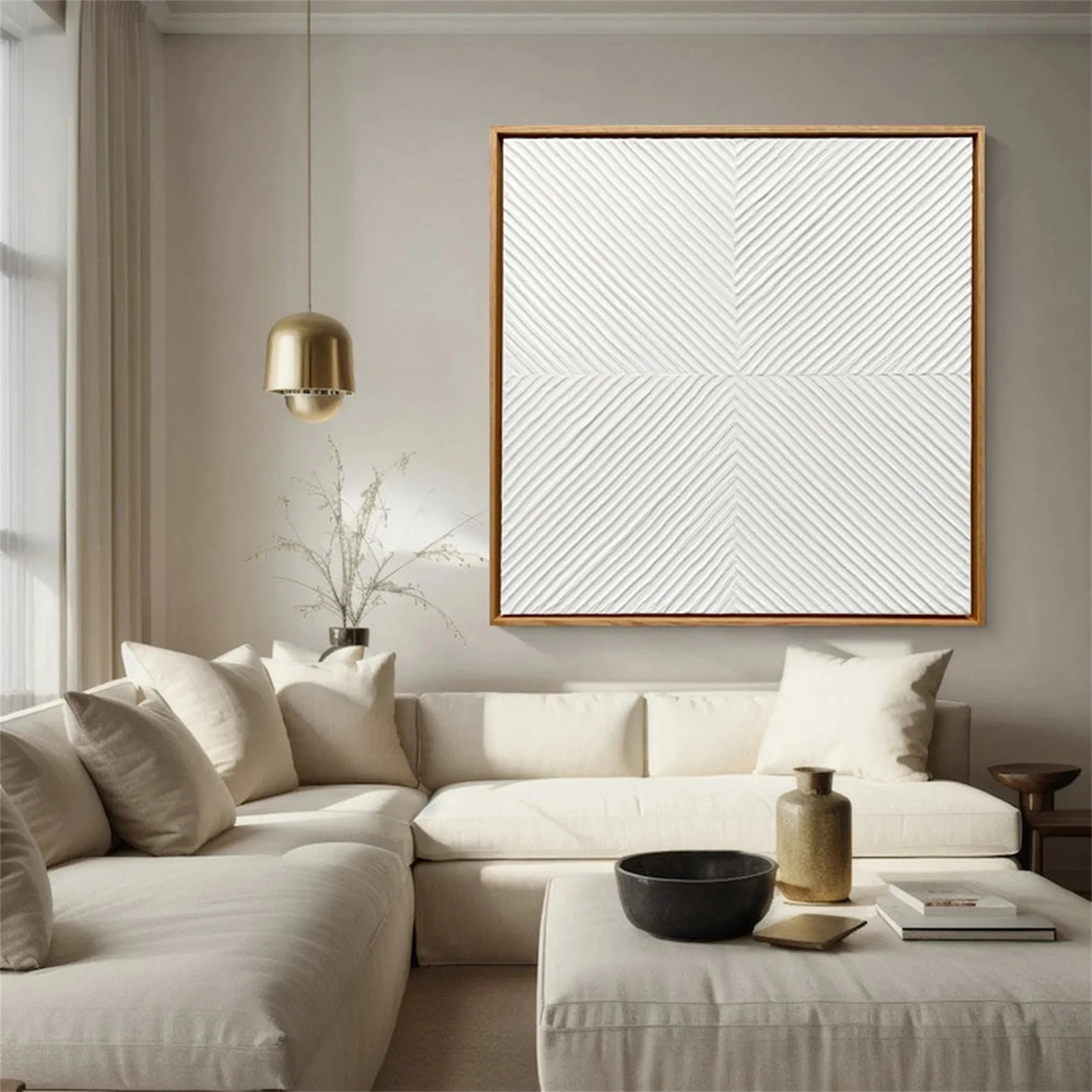 White Minimalist Textured Painting Canvas #MM205 - Premium Abstract Wall Art for Modern Home & Office Decor