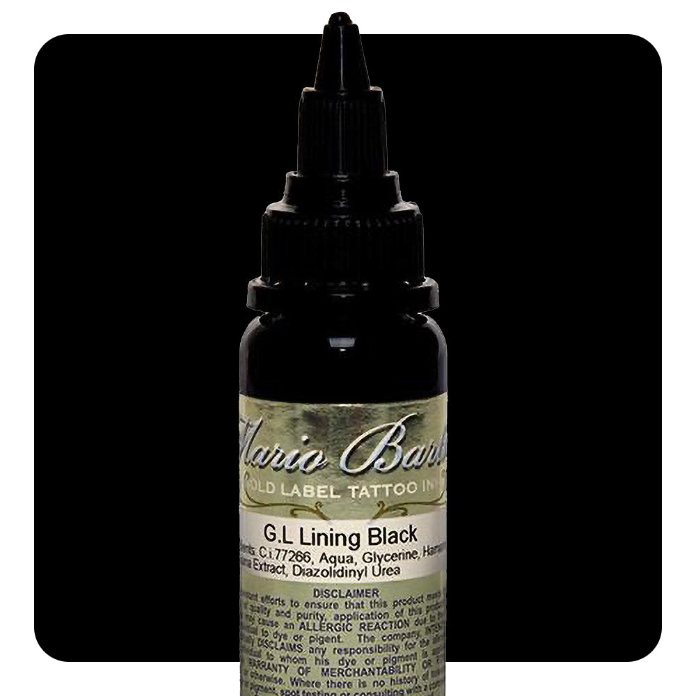 Intenze Tattoo Ink - Lining Black Mario Barth Gold Label - Professional 1oz Bottle for Tattoo Artists - Perfect for Fine Line Work and Detailed Tattoos