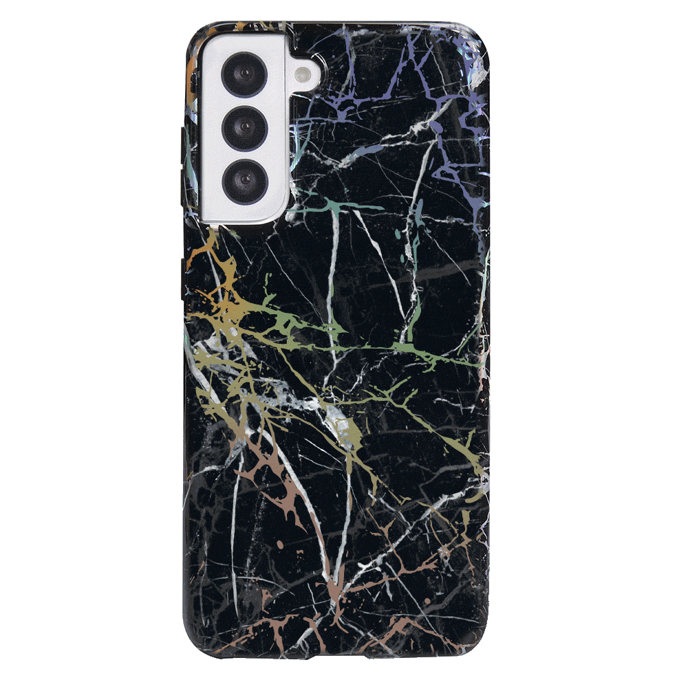 Holo Black Marble Samsung Galaxy Phone Case - Protective Slim Fit Cover for Galaxy S21/S22/S23 - Stylish & Durable for Everyday Use