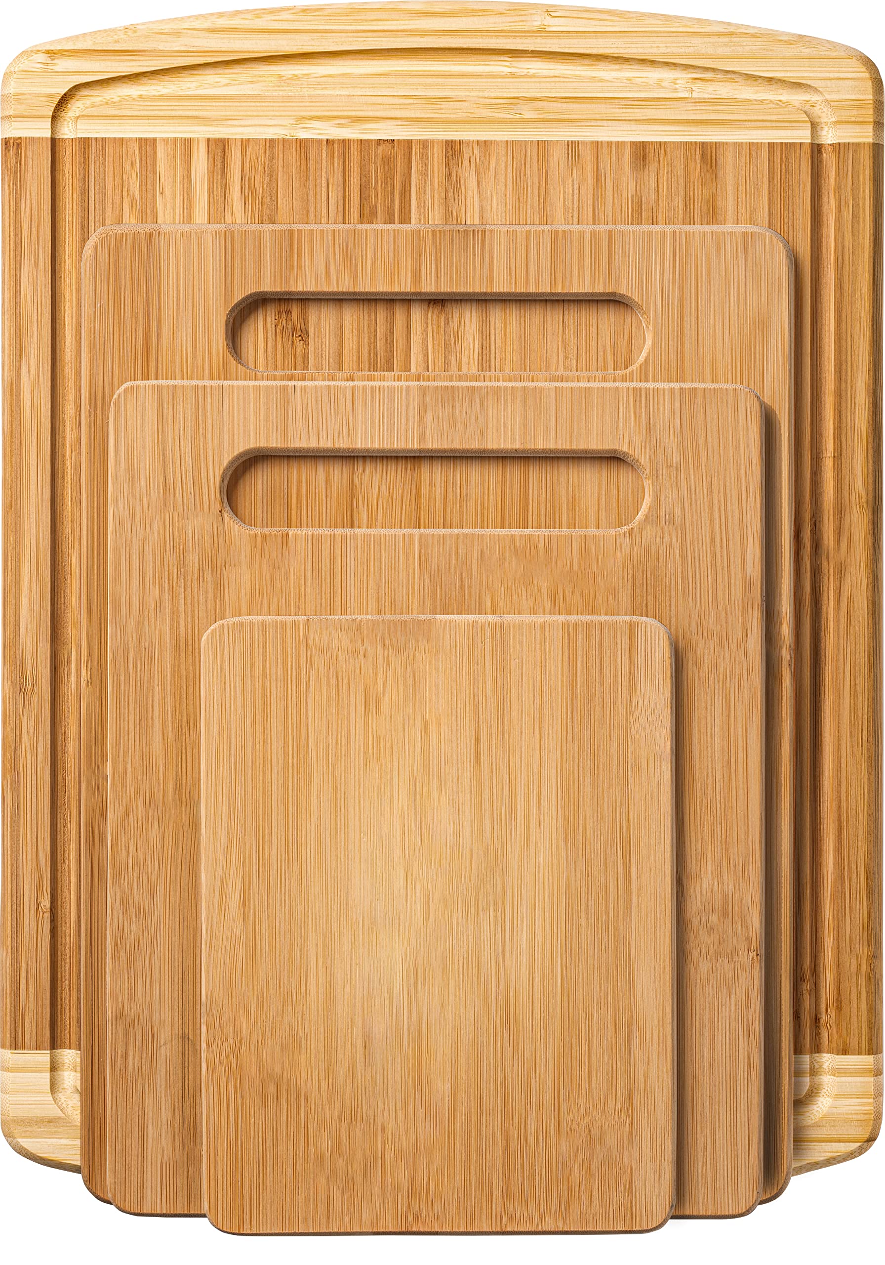 Premium Bamboo Cutting Board Set of 4 - Eco-Friendly Wooden Kitchen Chopping Boards with Juice Grooves - Perfect for Meat, Cheese, Vegetables & Charcuterie - Ideal for Food Prep, Butcher Block & Entertaining