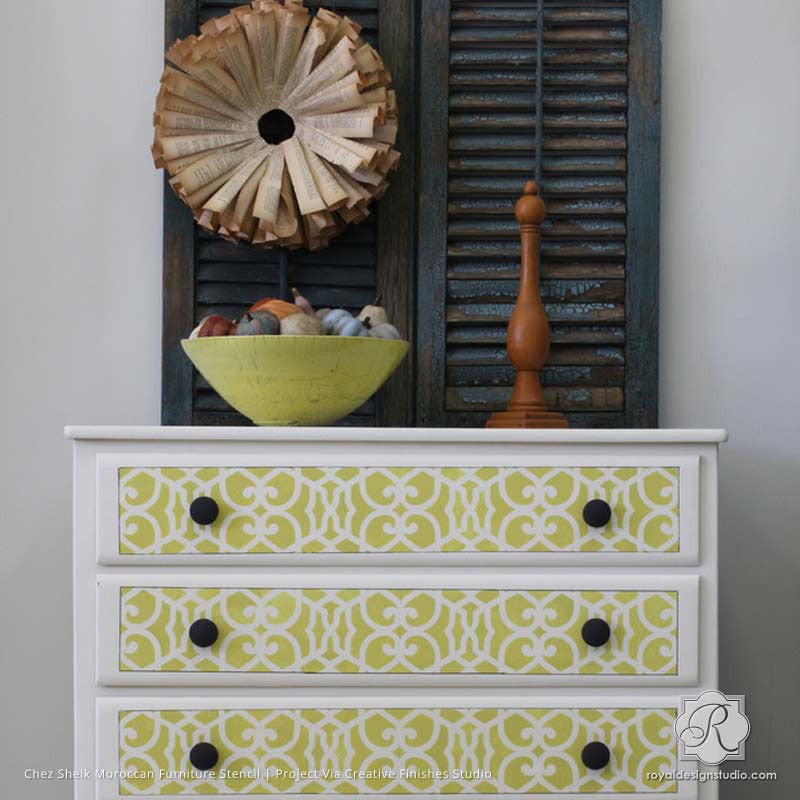 Chez Sheik Moroccan Furniture Stencil - Handcrafted Arabic Design Templates for DIY Home Decor, Wall Art & Furniture Painting | Perfect for Boho, Moroccan & Ethnic Style Interiors