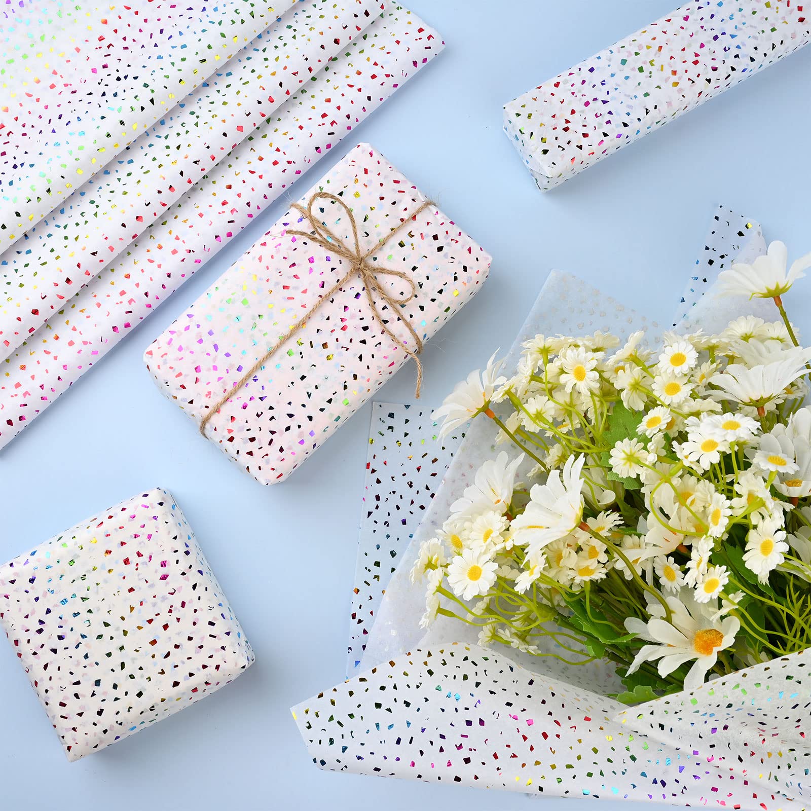25 Sheets Rainbow Glitter Tissue Paper - 20