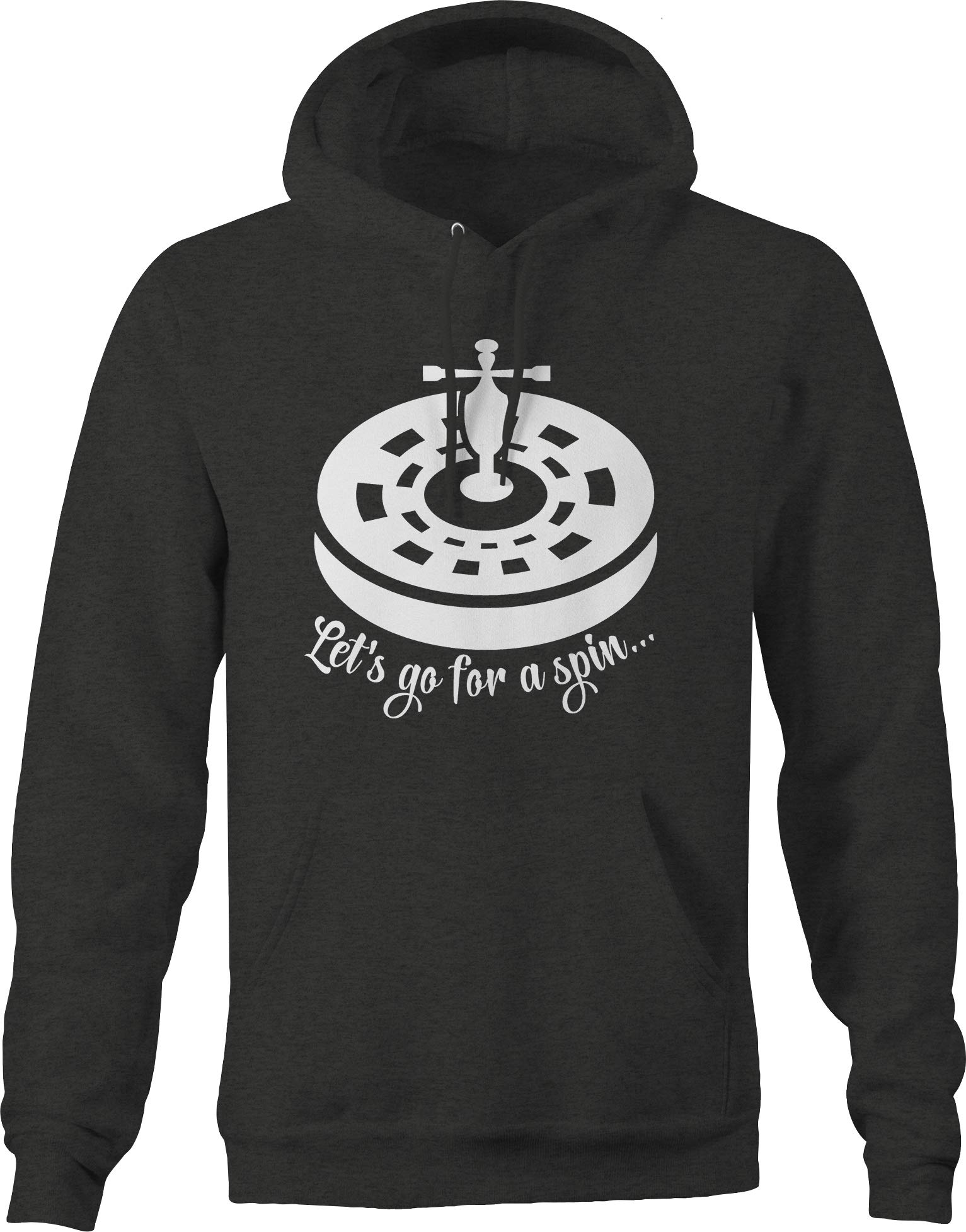 Men's Let's Go for a Spin Roulette Casino Gambling Hoodie - Dark Grey Pullover for Casino Nights, Gaming Events & Cool Casual Wear