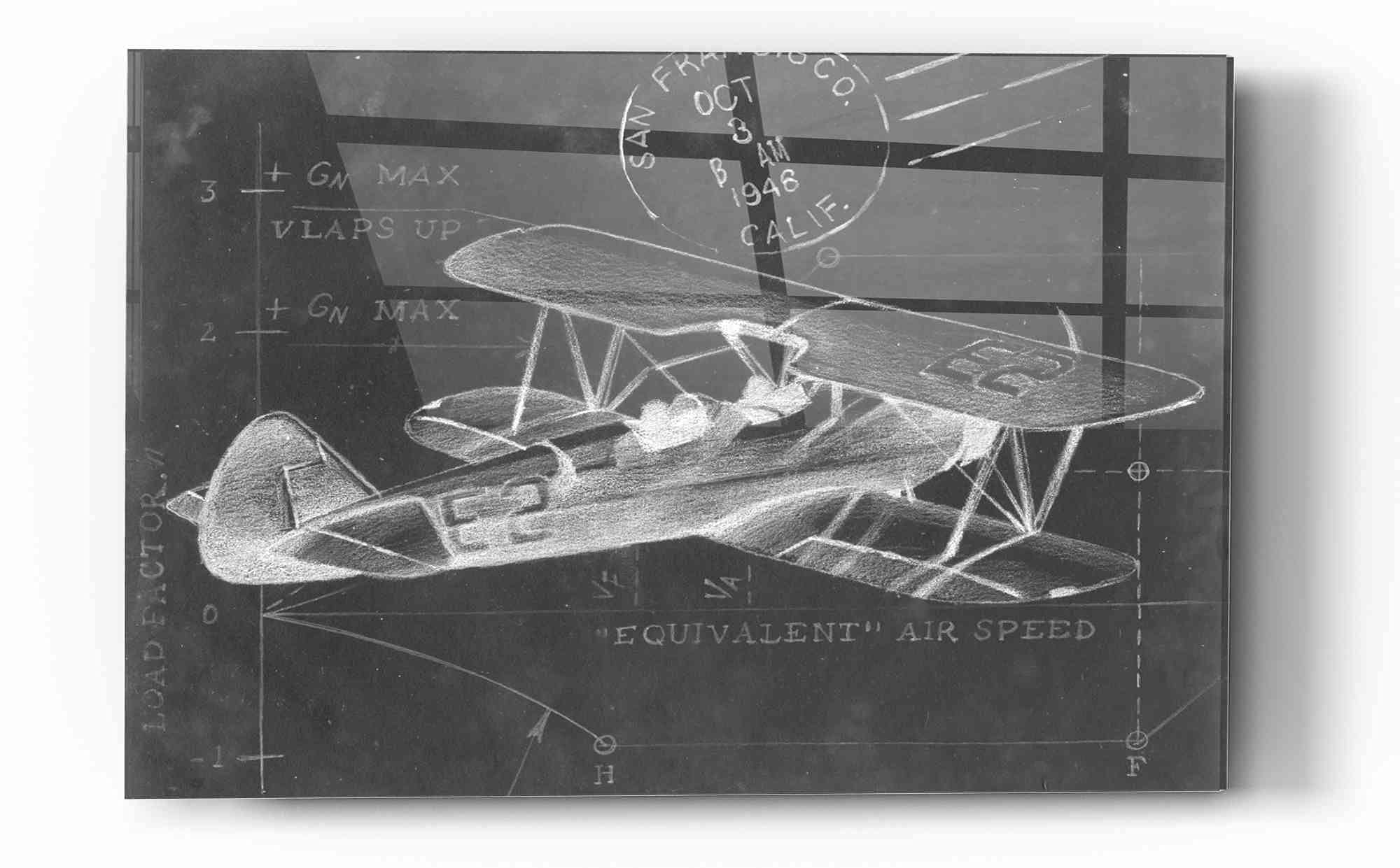 Ethan Harper 'Flight Schematic I' Acrylic Glass Wall Art - 16x24 Inches Modern Aviation Decor for Living Room, Office & Bedroom