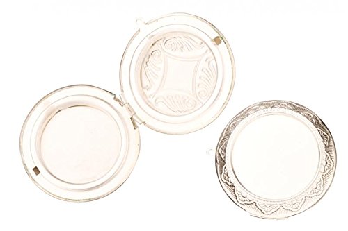 Vintage Round Silver Plated Three-Frame Locket Pendant for Jewelry Making - DIY Beading Supplies for Necklaces, Bracelets & Craft Projects