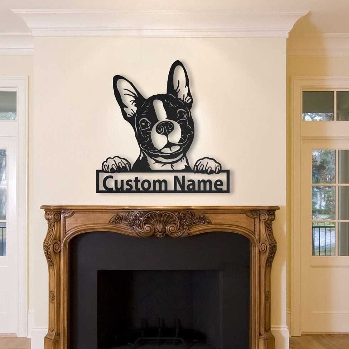 Custom Boston Terrier Dog Metal Sign - Personalized Pet Wall Art - Unique Dog Lover Gift for Men - Home & Office Decor for Pet Owners