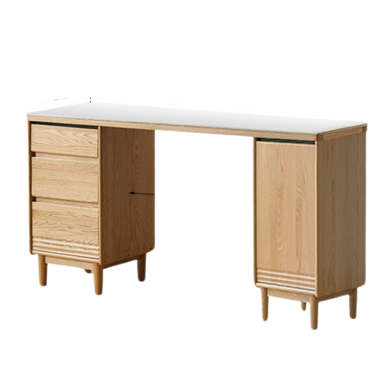 70.9x17.7x33.5 inch / 180.4x45x85 cm / Natural wood color / Ash white rock board sideboard
