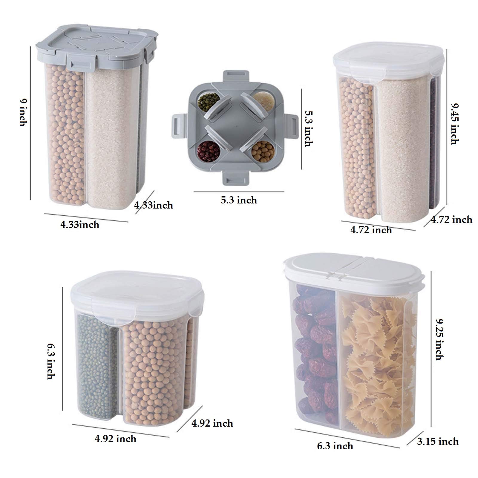 **Trendy Moon 2.6L Airtight Food Storage Containers Set – Clear BPA-Free Kitchen Organizers for Cereal, Candy, Snacks | Leak-Proof Lids & 2 Compartments (2-Pack) – Perfect for Pantry, Office, or Travel**