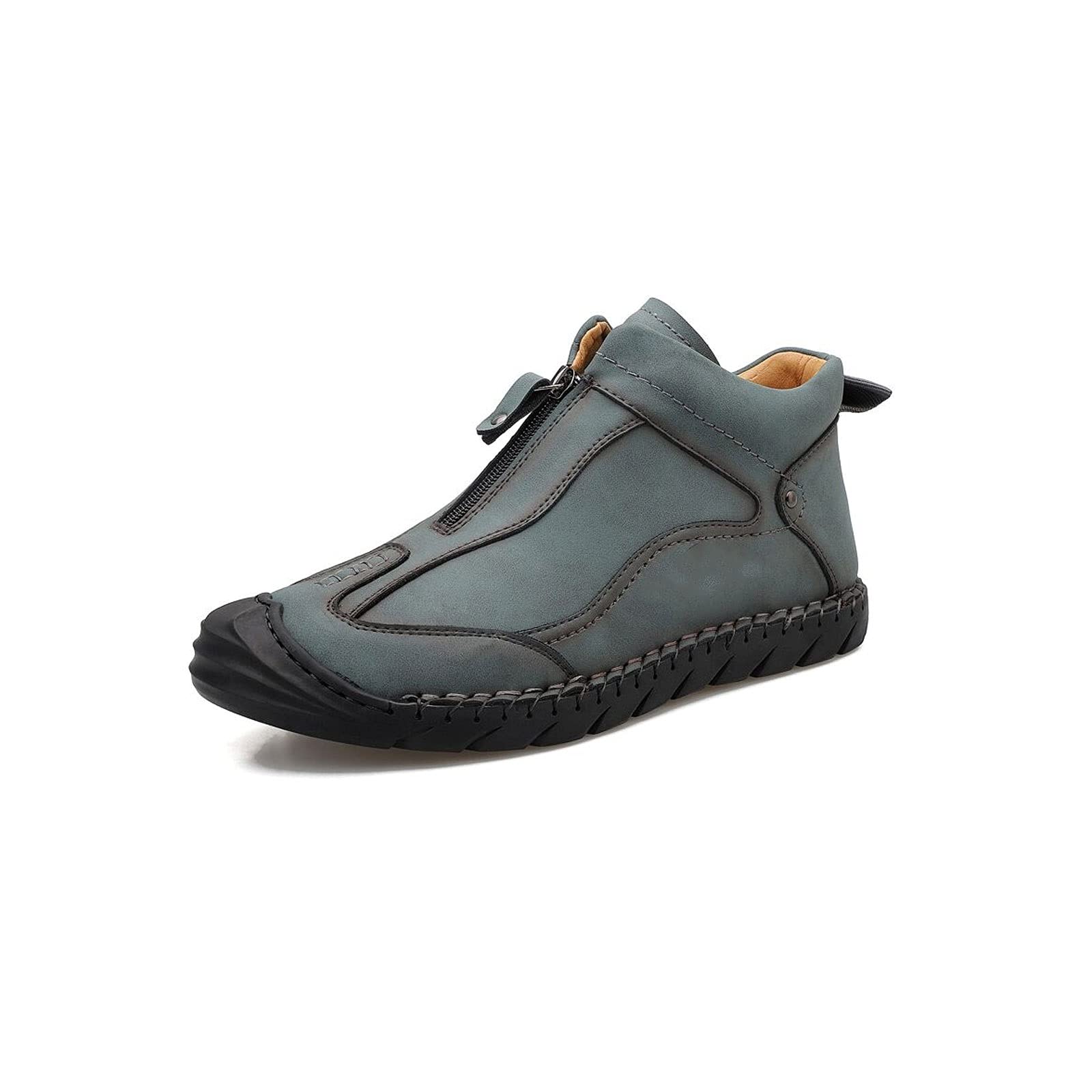 GAGC Men's Comfortable Thick Plush Warm Snow Boots - Leather Ankle Boots for Autumn & Winter, Outdoor & Motorcycle Riding (Blue, Size 8.5) - Perfect for Snowy Weather, Hiking & Casual Wear