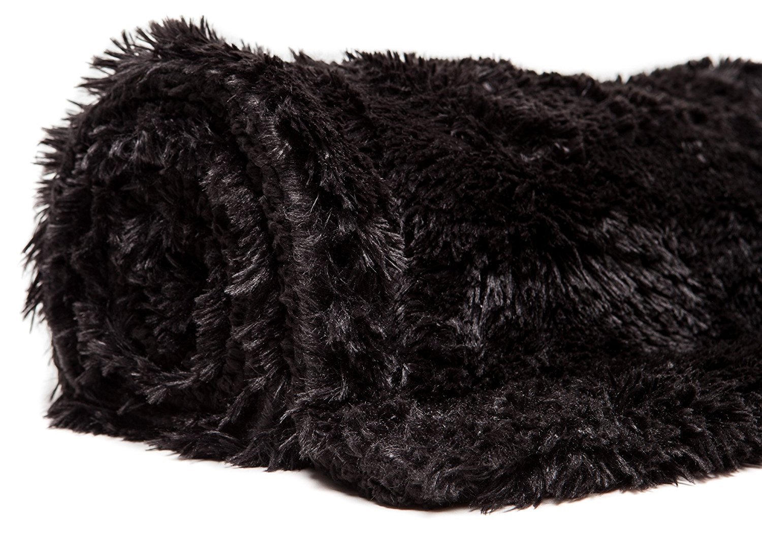 Chanasya Premium Solid Faux Fur Throw Blanket - Ultra Soft & Cozy 60x70 Inch Fluffy Blanket for Bed, Couch, Sofa - Perfect for Winter Warmth, Home Decor & Gift Giving - Black