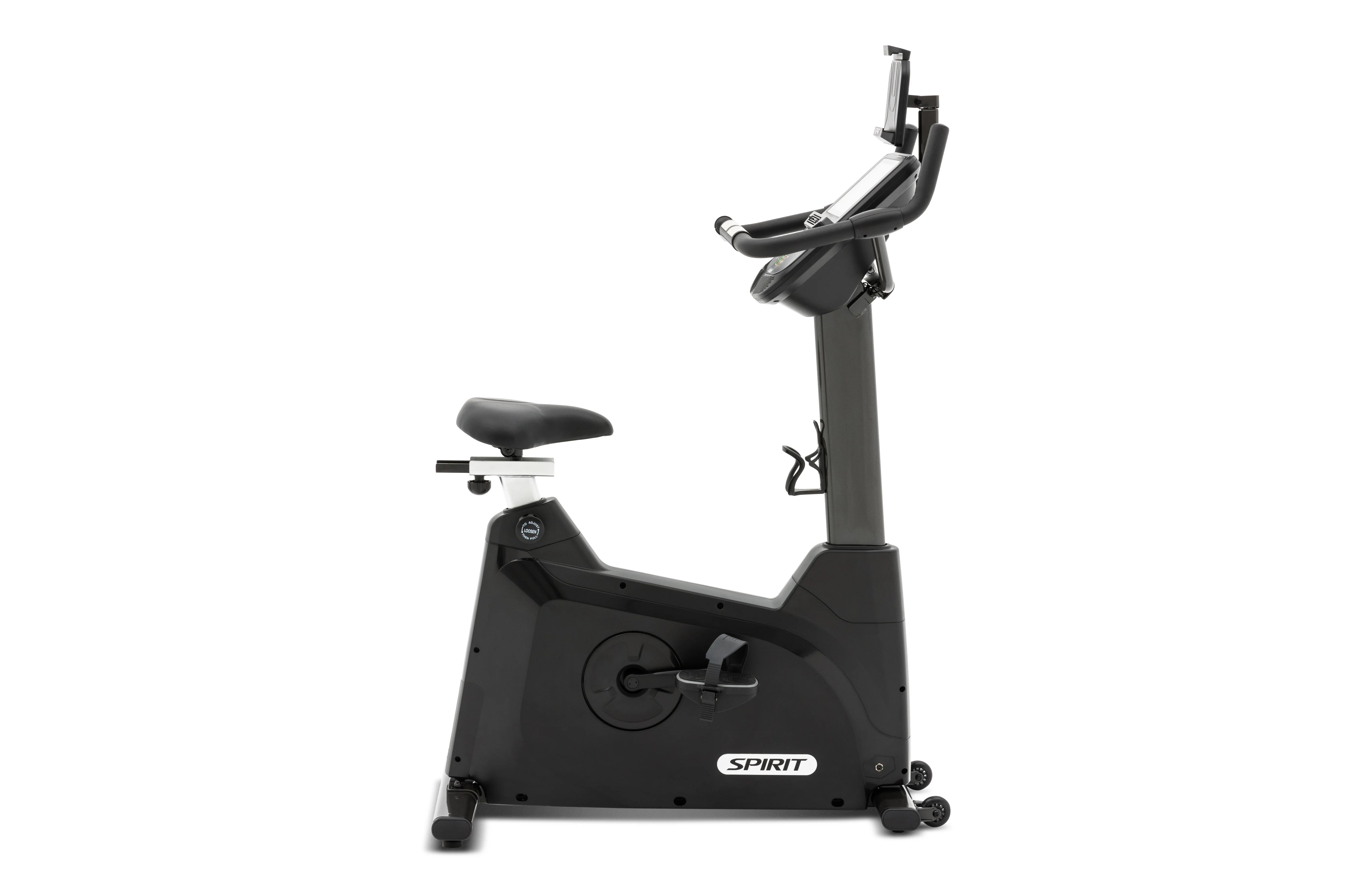 Spirit XBU55ENT Upright Exercise Bike with Entertainment Features - Home Gym Equipment for Cardio Workouts & Indoor Cycling Training - Perfect for Small Spaces & Apartment Fitness