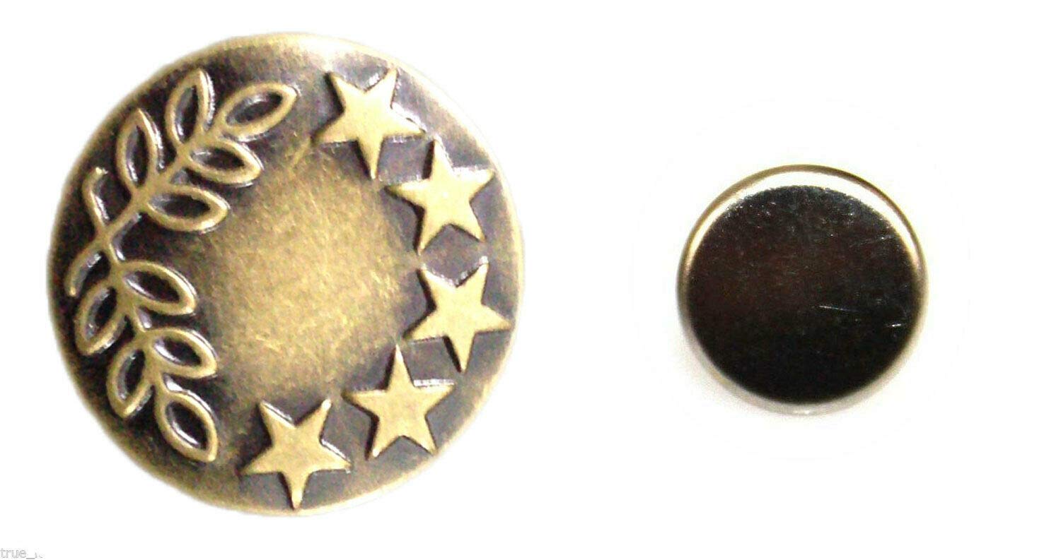 20 Pack Brass Jeans Buttons for Denim Repair & DIY Crafts - Heavy Duty Metal Jean Button Replacement for Pants, Jackets & Clothing Accessories (Perfect for Tailors, Designers & DIY Enthusiasts)