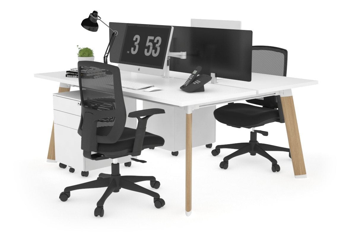 2 Person Workstation with Wood Imprint Frame - 1800L x 700W - Ideal for Office, Home Office & Collaborative Workspaces