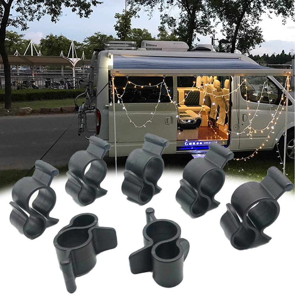 10 Pcs Standard Awning Clips for Rope Lights - RV Awning Roller Bar Hooks for Party & String Lights - Perfect for RV Camping, Outdoor Decor, and Backyard Parties