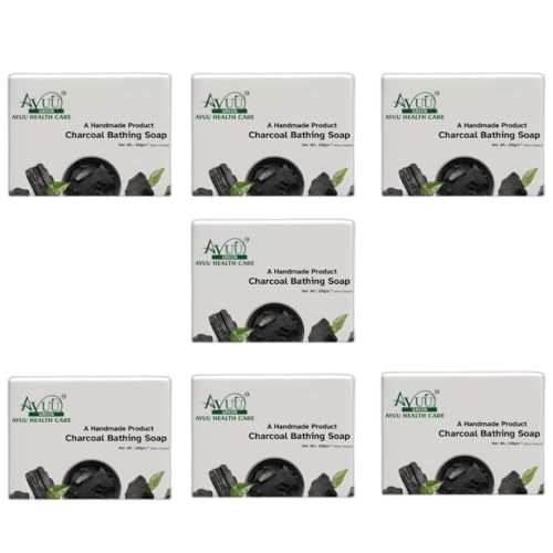 AYUU HEALTH CARE Herbal Charcoal Tea Tree Soap Bar 100g (Pack of 2) - Natural Acne Treatment, Deep Cleansing & Oil Control for Face & Body - Perfect for Sensitive Skin & Daily Skincare Routine