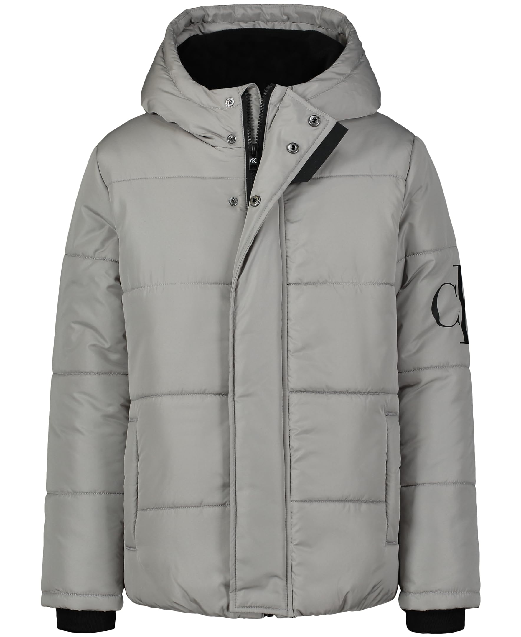 Calvin Klein Boys' Heavyweight Hooded Bubble Jacket with Polar Fleece Lining - Warm Winter Coat for Kids Outdoor Activities, School & Playtime
