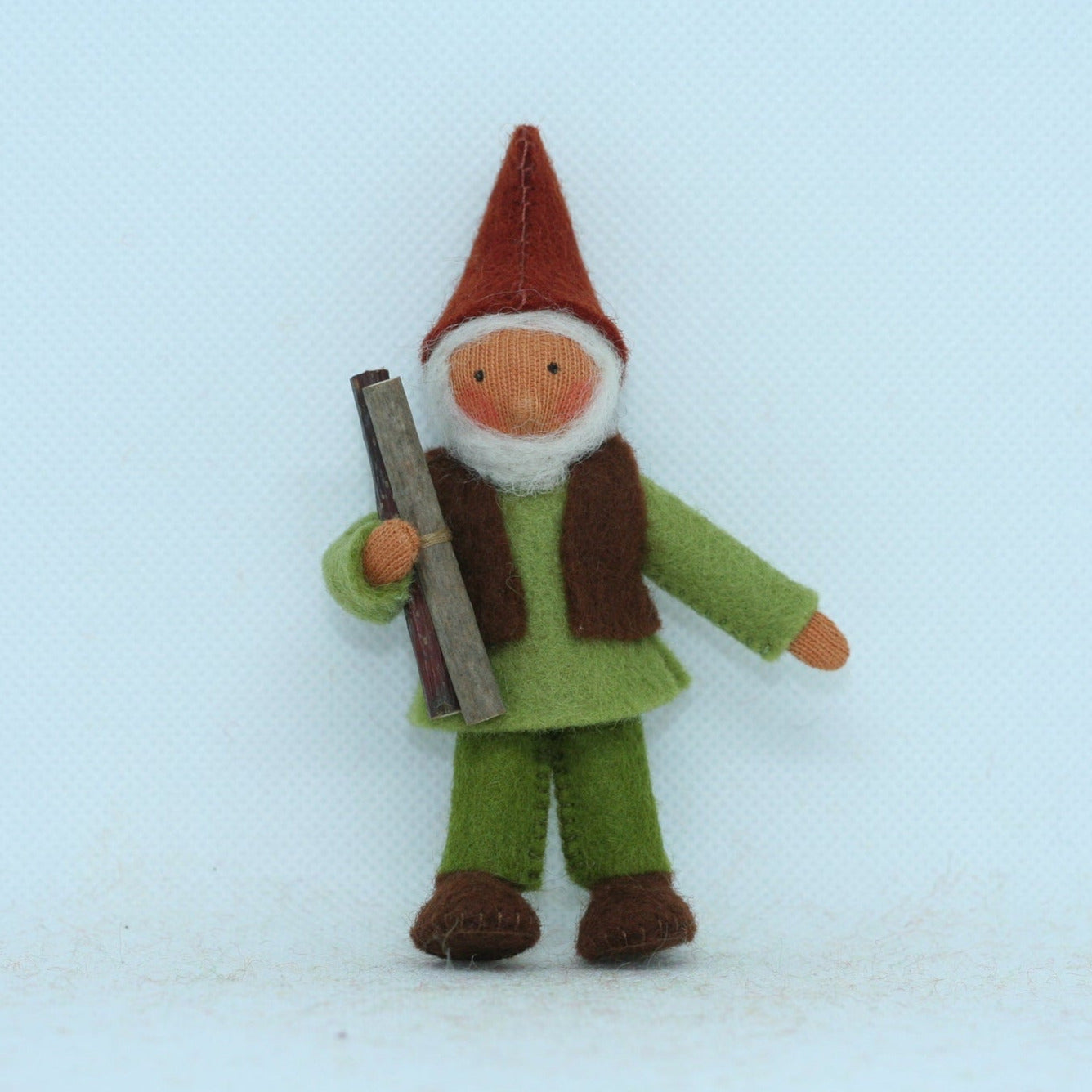 Handmade Woodsman Gnome Felted Waldorf Doll - Natural Wool, 3 Skin Tone Options - Perfect for Waldorf Education, Nature Tables & Cozy Home Decor