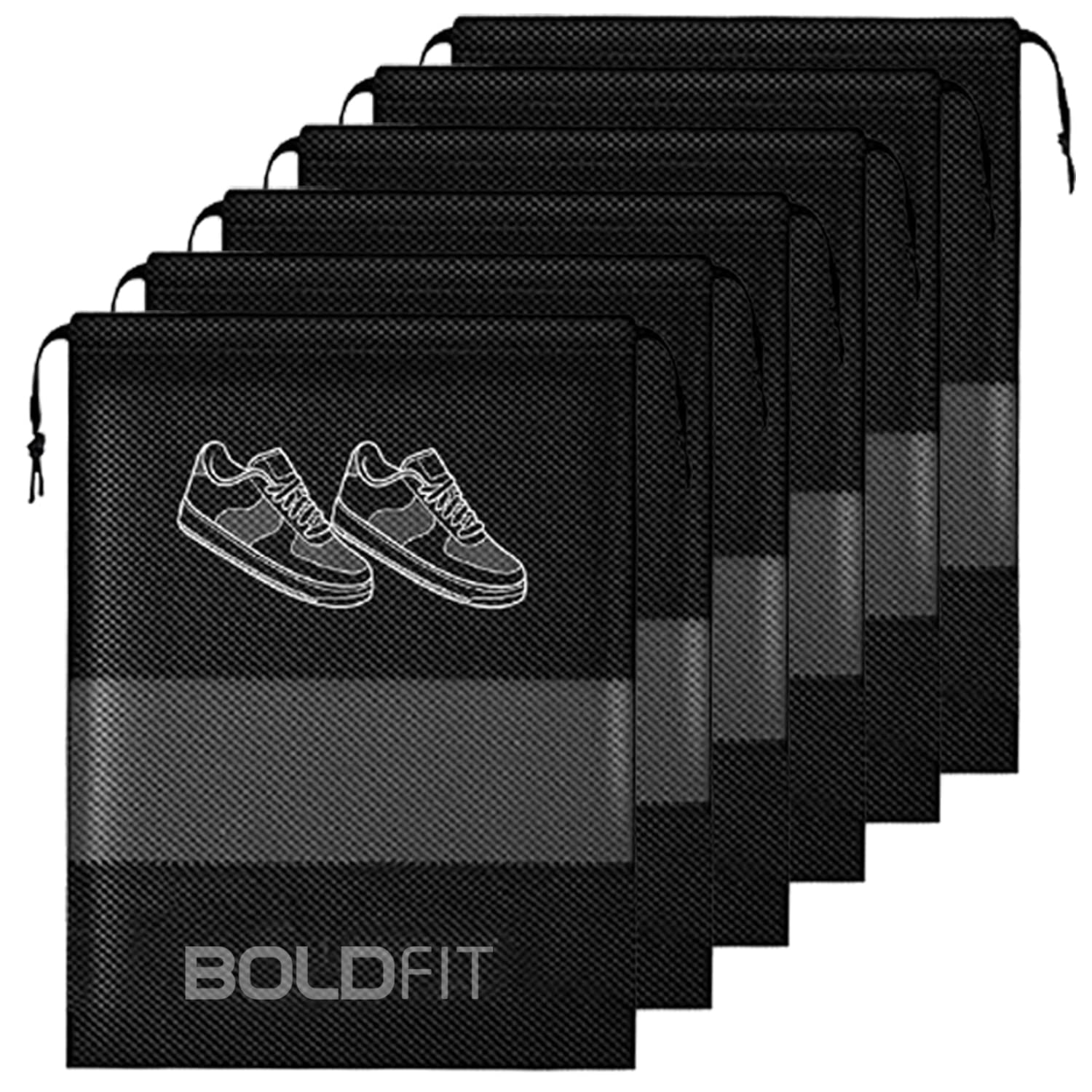 Boldfit Travel Shoe Bags - 6 Pack Dustproof Shoe Storage Covers with Drawstring for Men & Women - Perfect for Gym, Vacation & Business Trips - Portable Shoe Organizer for Suitcase & Luggage
