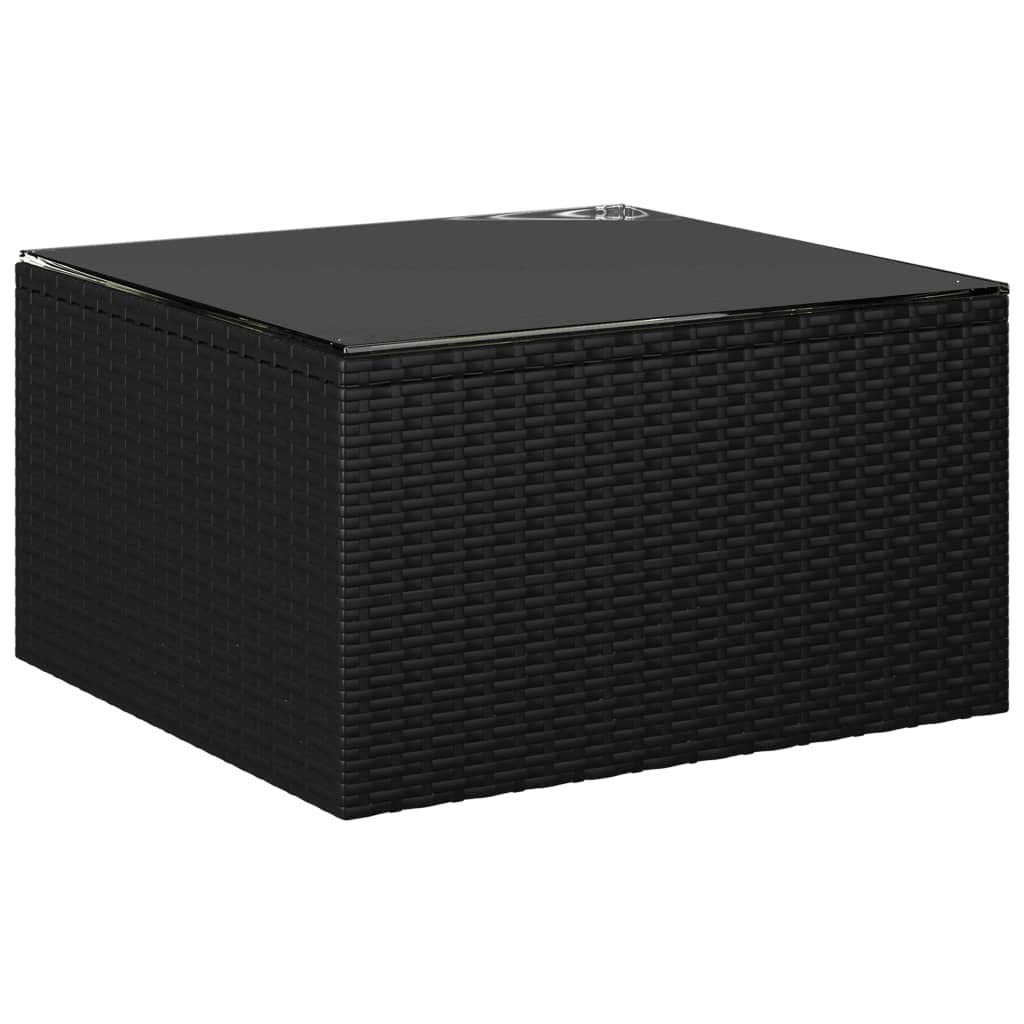 7-Piece Black PE Rattan Outdoor Patio Furniture Set with Washable Cushions - Garden, Poolside, Balcony Conversation Sofa Set - Durable Wicker Lounge Set for Backyard, Deck & Outdoor Entertaining