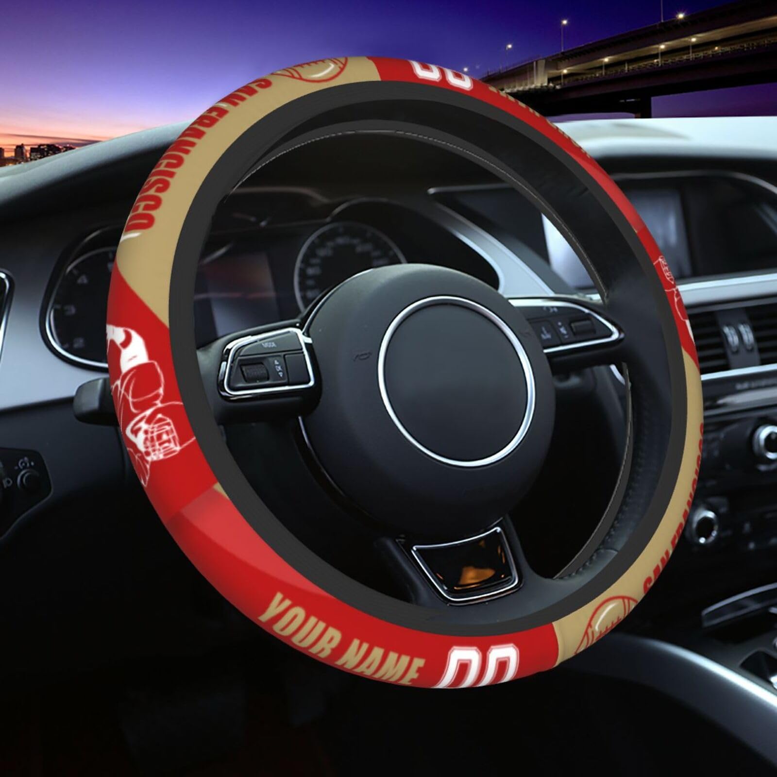 Custom San Francisco Steering Wheel Covers - Personalized with Name & Number - 15 Inch Universal Fit for Cars, SUVs, ATVs & Trucks - Premium Car Interior Accessories for Style & Comfort While Driving