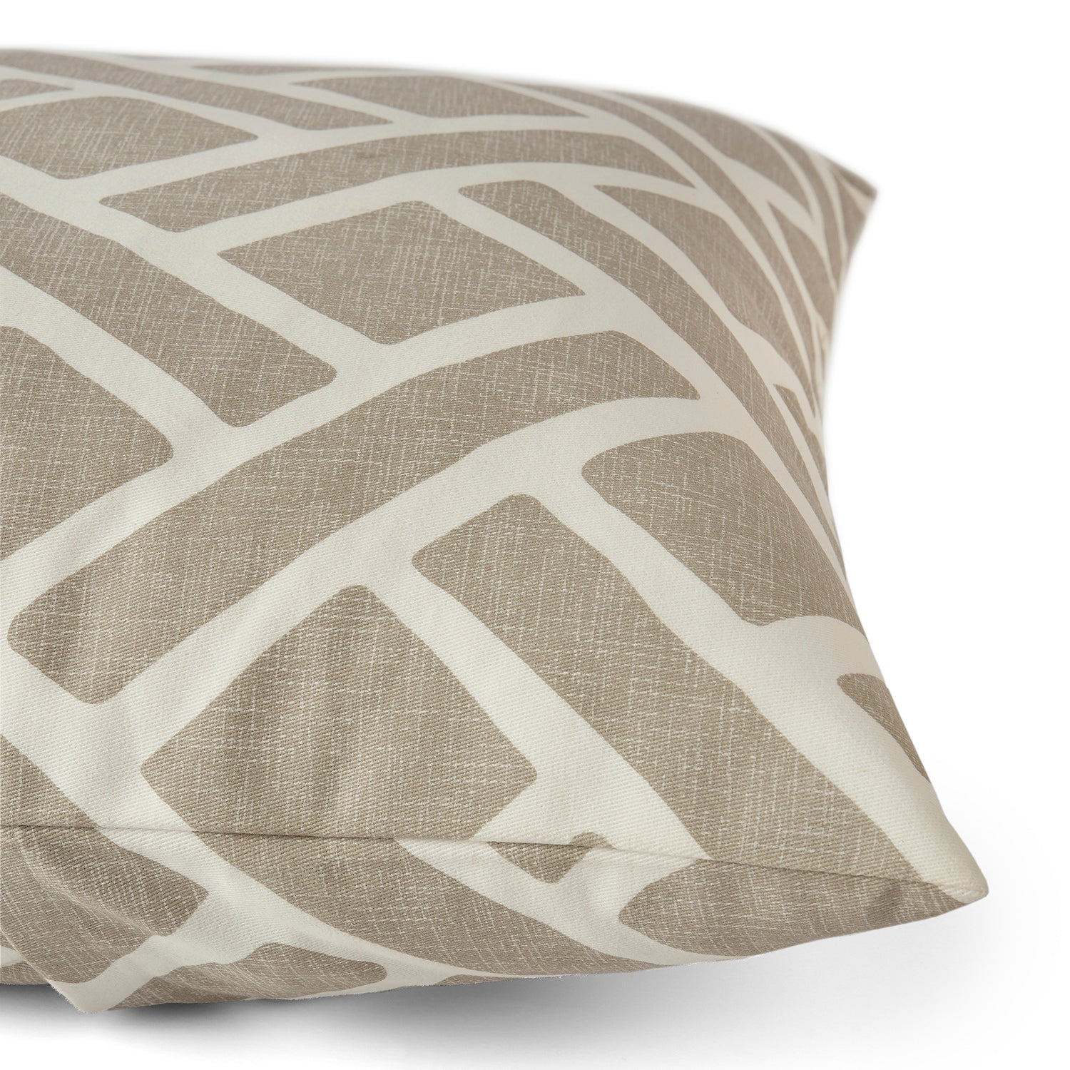 Martinique Taupe Geometric Printed Cotton Cushion Covers Set of 2 - Stylish Sofa & Bed Decor for Living Room, Bedroom, and Home Office