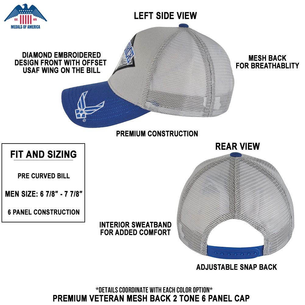 Air Force Diamond Eagle Hat - Stylish Military Cap for Men & Women - Perfect for Veterans, Patriotic Events & Outdoor Activities