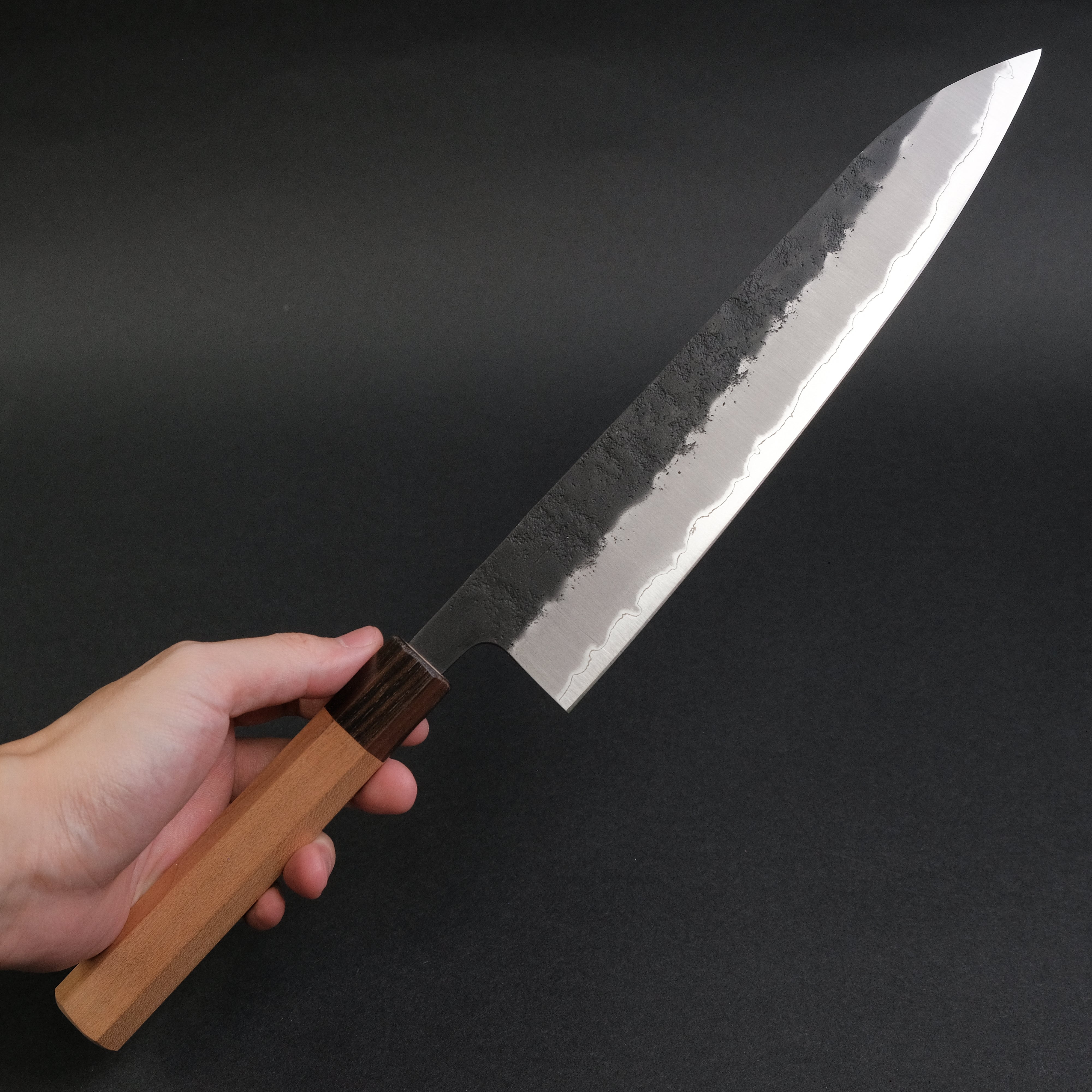 Hitohira Futana SB Kuro Nashiji Gyuto 240mm Japanese Chef Knife with Cherry Wood Handle - Perfect for Sushi, Meat Cutting & Professional Kitchen Use