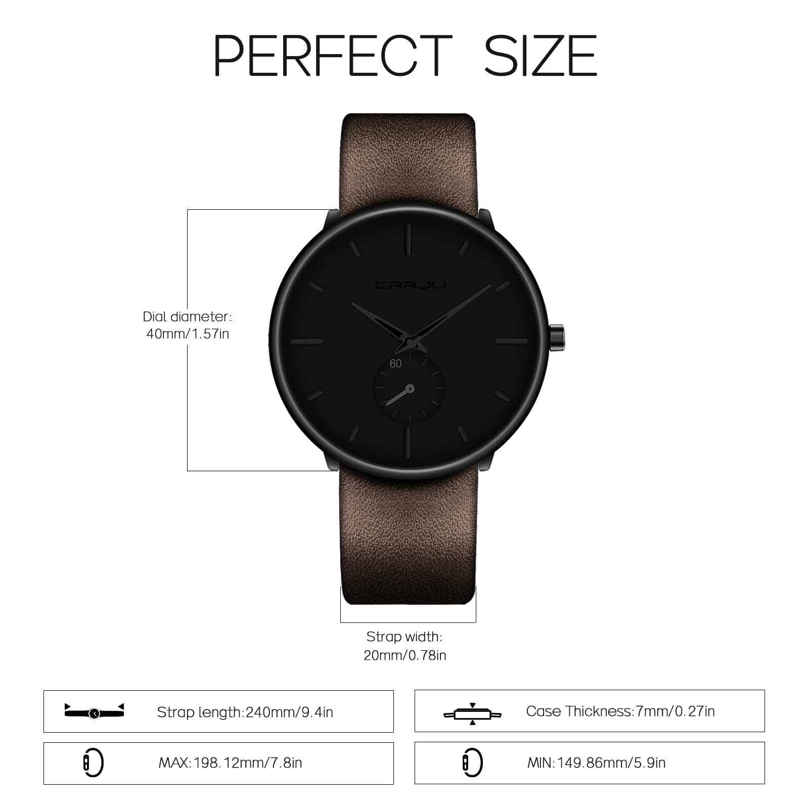 Ultra-Thin Minimalist Waterproof Men's Watch - Slim Dress Watch for Men & Women with Genuine Leather Strap - Perfect for Business, Casual & Formal Occasions