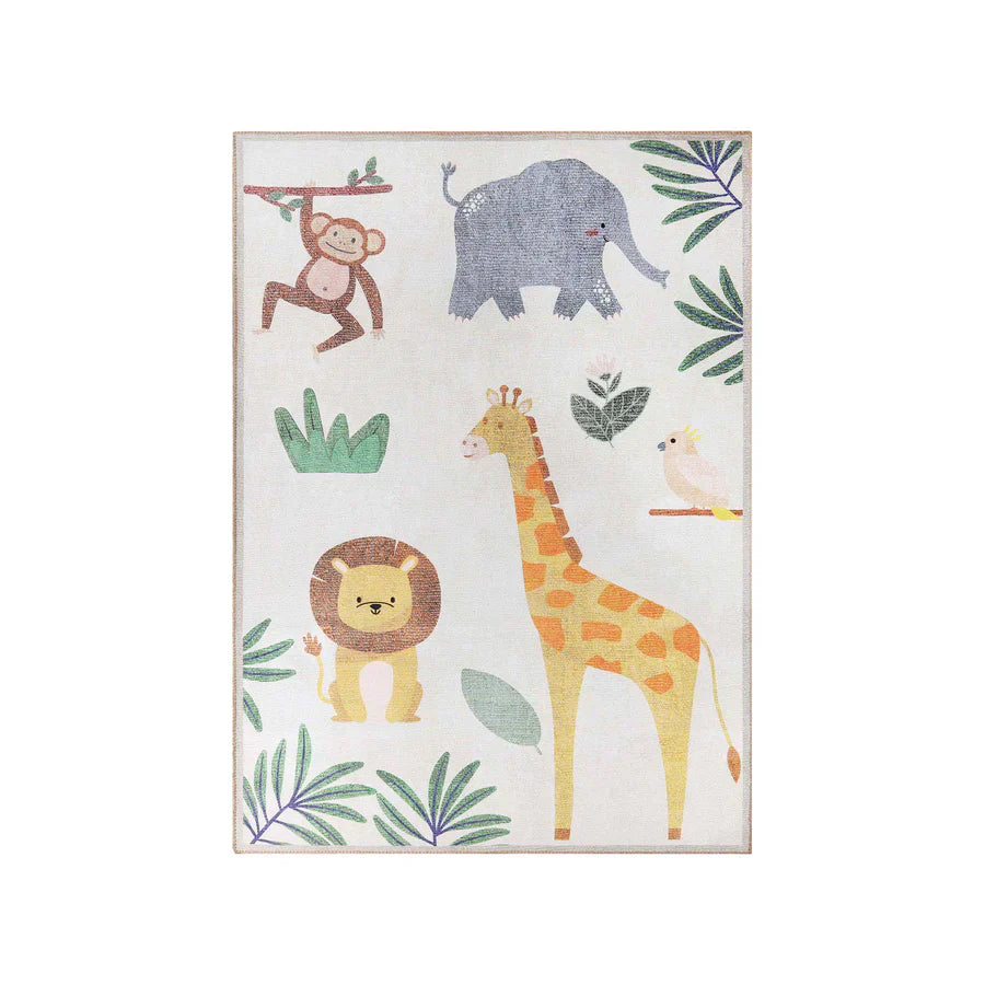 Non-Slip Animal Safari Playroom Rug for Kids - Soft Indoor Play Mat for Nursery, Bedroom & Play Area
