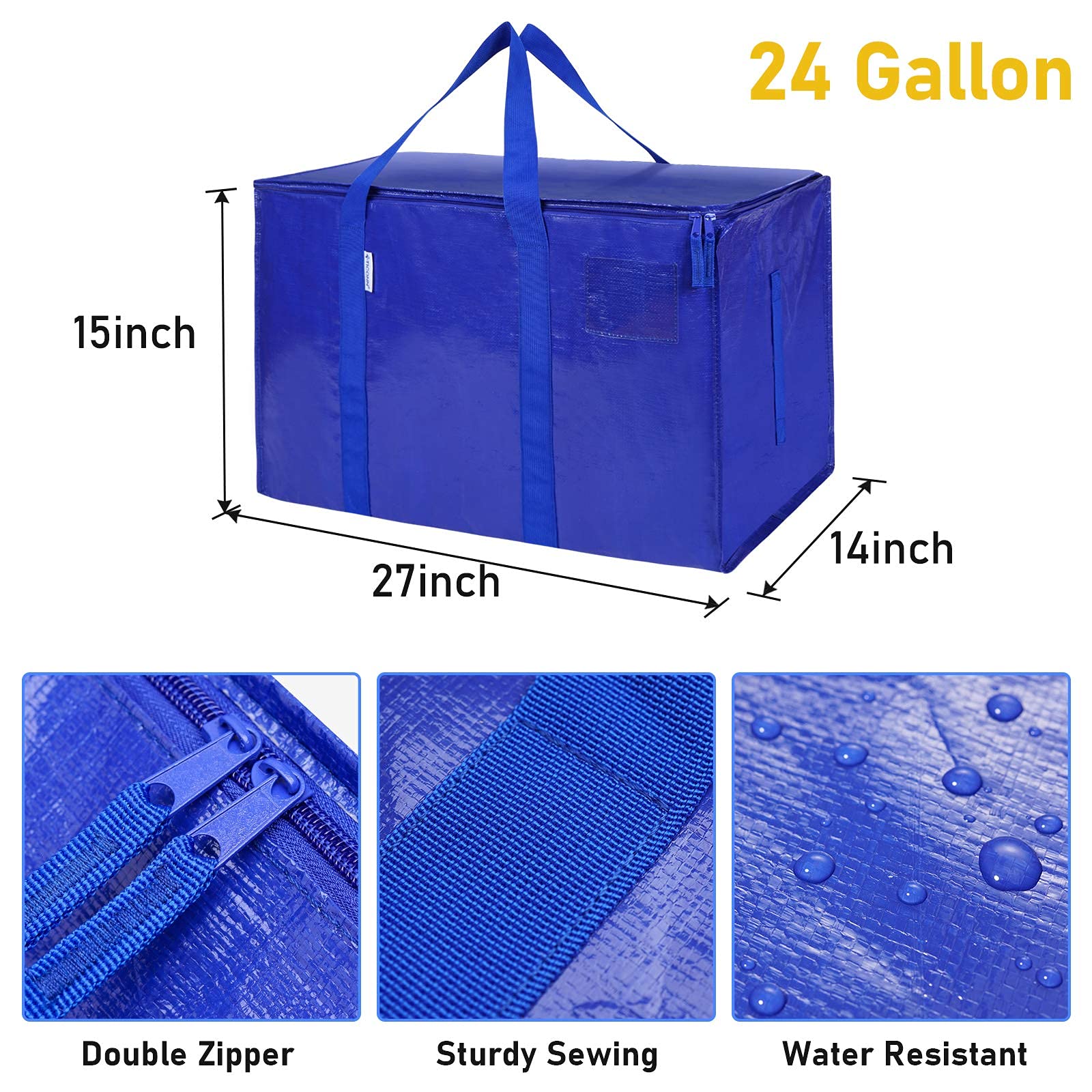 TICONN 12+6 Pack Extra Large Moving Bags with Handles - Heavy Duty Storage Bags for Moving, Travel, Clothes & Home Organization (Perfect for College Dorm, Apartment Relocation & Vacation Packing)