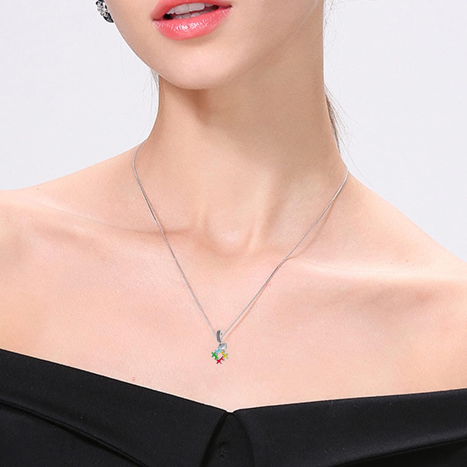 Autism Puzzle Piece Necklace - ASD Awareness Charm for Granddaughter (Gift Idea)