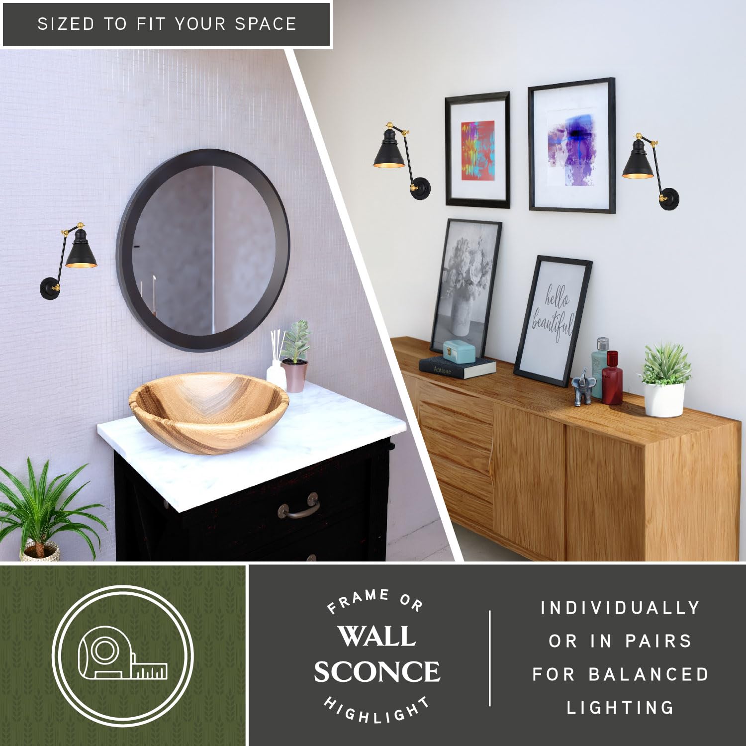 VAXCEL Alexis 6-Inch Adjustable Swing Arm Wall Lamp - Oil Rubbed Bronze & Satin Gold Finish with Metal Shade - Perfect for Bedroom Reading, Office Task Lighting & Living Room Decor
