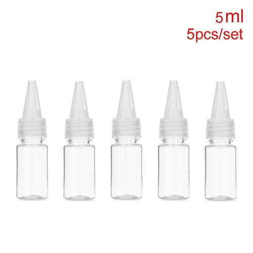 5PCS 5ml Empty Dropper Bottles with Twist Cap - Clear Refillable Squeeze Bottles for Oil, Paint, Liquid Glue - Perfect for DIY Crafts, Essential Oils & Art Projects