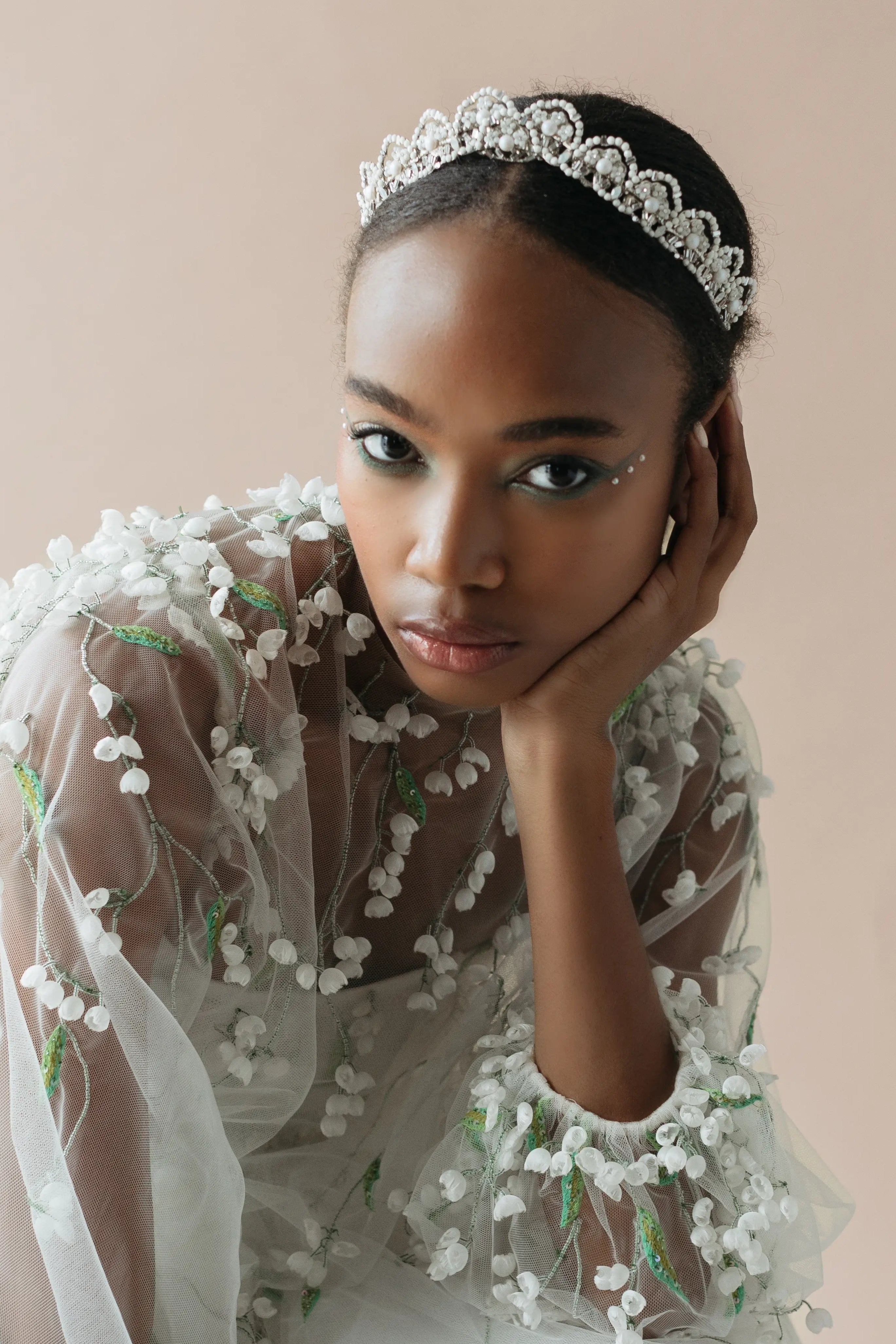 Lily of the Valley Floral Crown - Elegant Bridal Headpiece for Weddings, Boho Festival Accessory & Spring Photoshoots