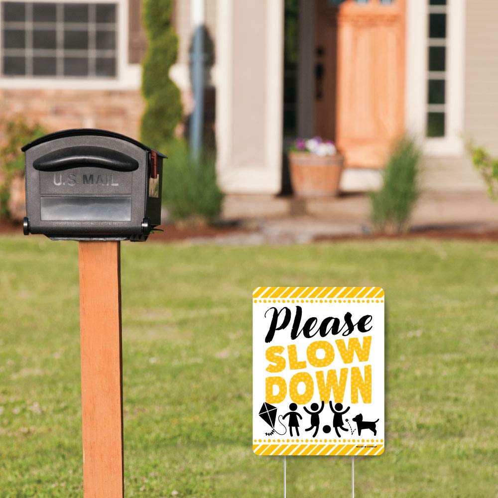 Big Dot of Happiness Please Slow Down Outdoor Lawn Sign - Kids at Play Neighborhood Yard Sign - 1 Piece - Durable Weatherproof Warning Sign for Residential Streets & Driveways