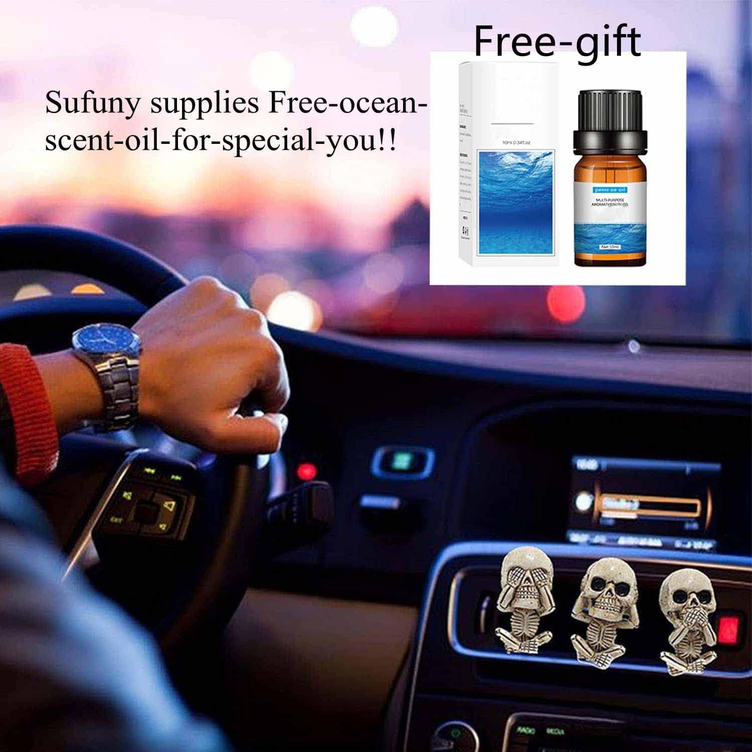 Evil Skull Car Air Fresheners Vent Clips - 6 Pack Felt Pads, Gothic Halloween Car Accessories for Men & Women | Perfect for Halloween Decor, Car Interior Styling & Unique Gift Ideas
