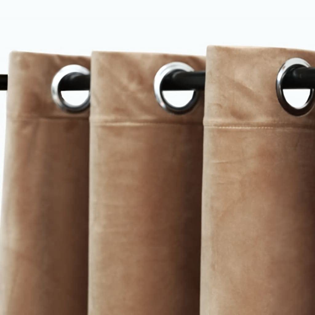 Blackout Curtains with Rings - 2 Pack Room Darkening Velvet Curtains 37x63 Inches, Beige | Thermal Insulated Light Blocking Drapes for Bedroom, Living Room & Nursery - Noise Reducing & Energy Efficient