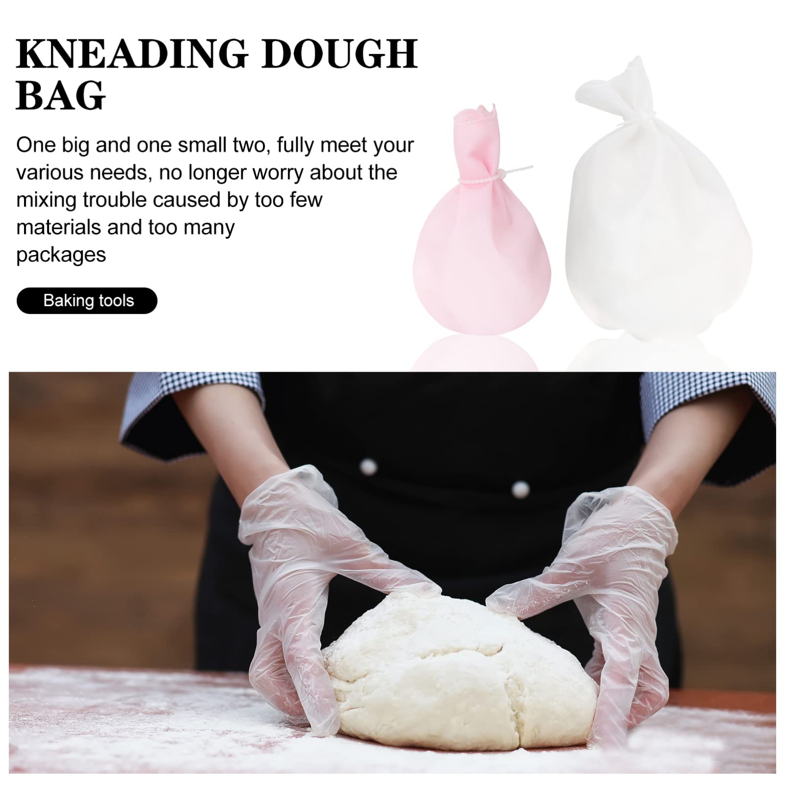 2 Pack Silicone Kneading Bags - Reusable Dough Mixing Pouches for Tortillas, Bread & Pastry | Non-Stick Flour Mixing Bags | Baking Tools & Kitchen Accessories | Perfect for Home Bakers & Cooking Enthusiasts