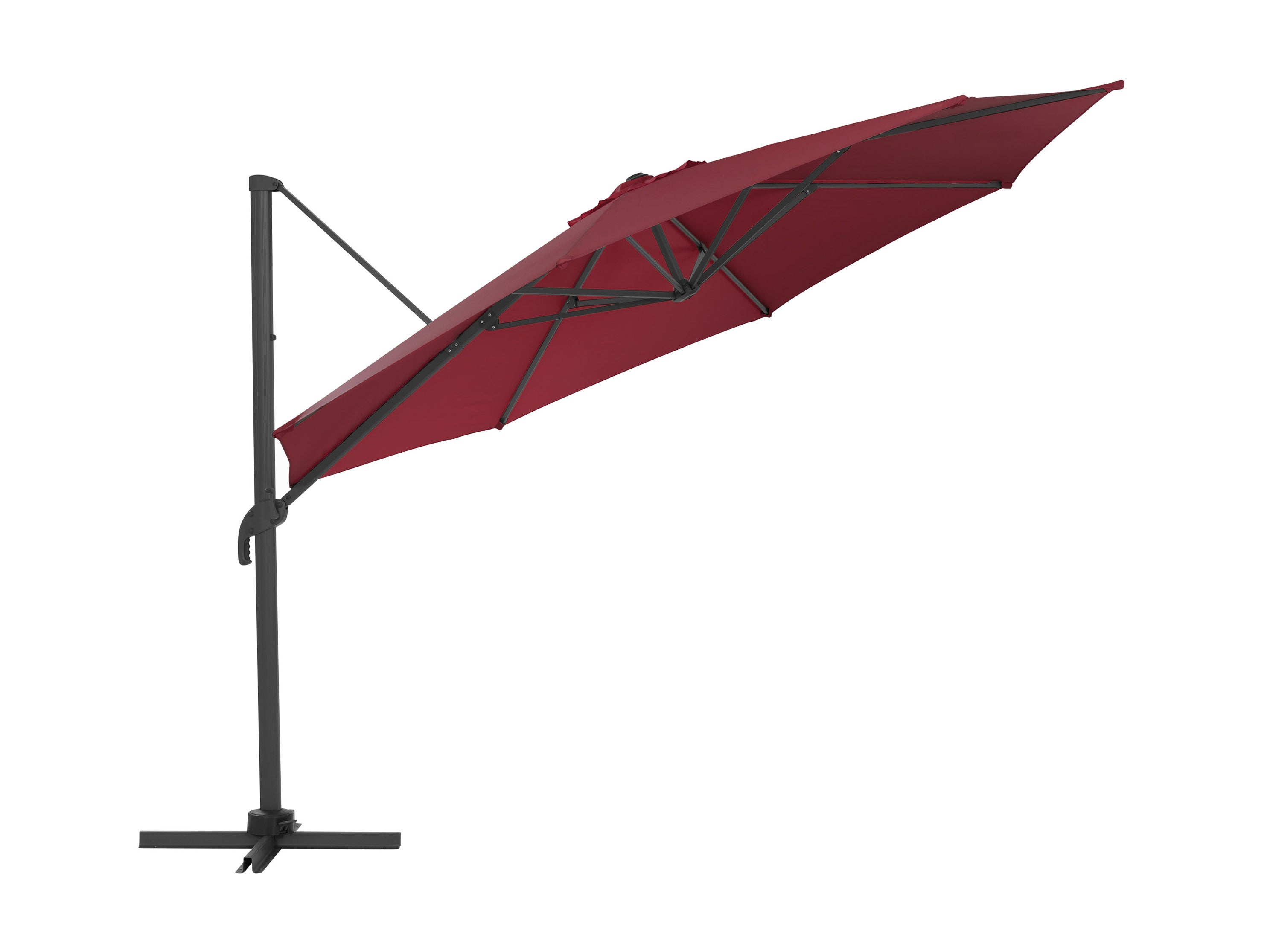 11.5ft Deluxe Offset Patio Umbrella in Wine Red - Perfect for Poolside, Backyard, and Outdoor Dining Areas