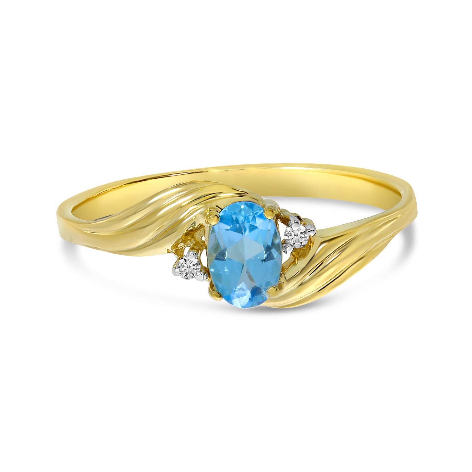 10K Yellow Gold Blue Topaz and Diamond Ring – Elegant Jewelry for Women, Perfect for Engagement, Wedding, Anniversary & Special Occasions