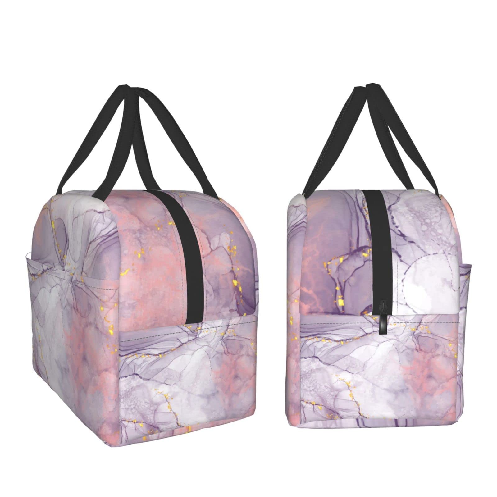 Insulated Marble Print Lunch Bag - Reusable & Leak-Proof Meal Container for Work, Travel & Picnic | Portable Tote for Men & Women | Keep Food Fresh for Hours