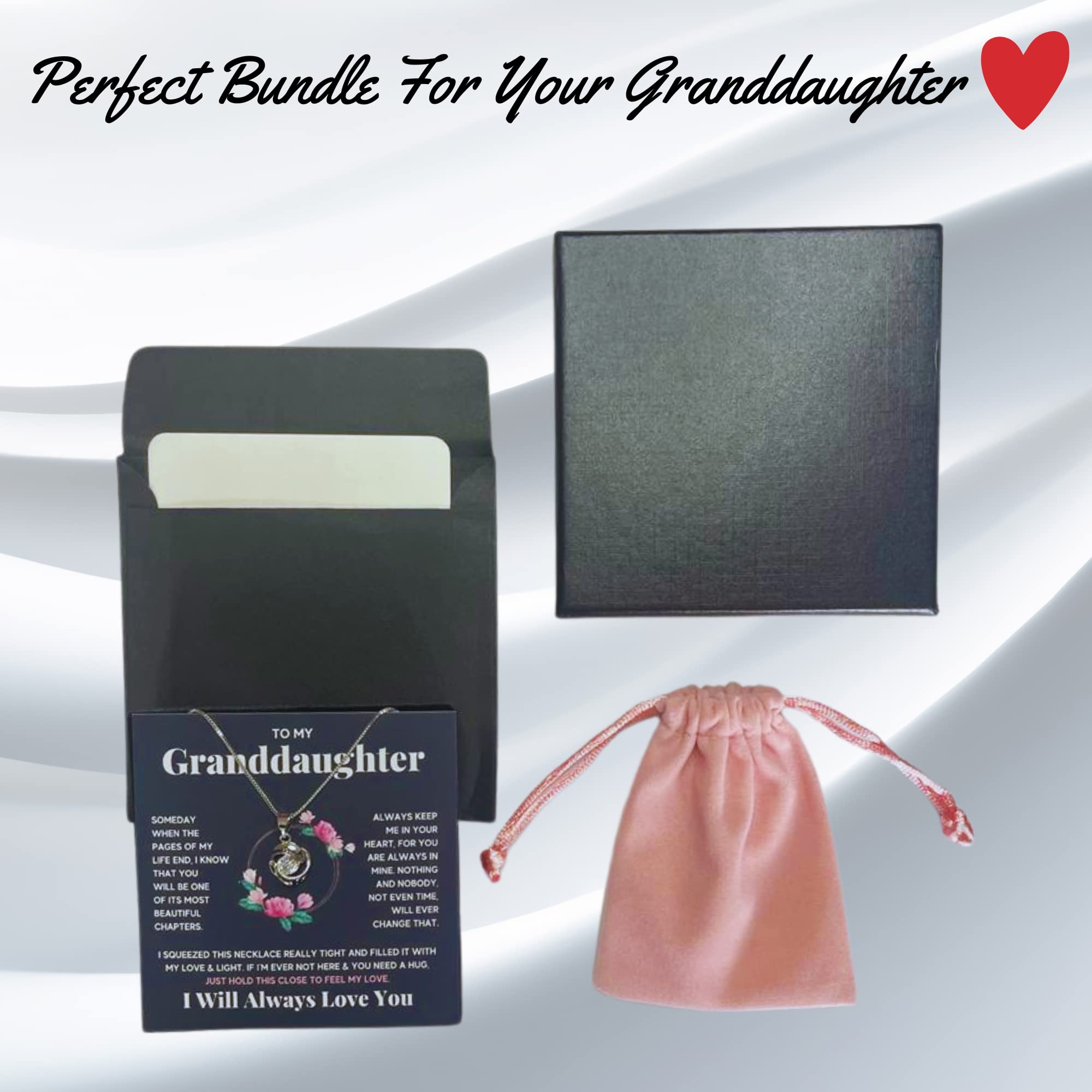 Personalized Granddaughter Necklace - Heartfelt Gift from Grandma or Grandpa for Graduation, Birthday, Christmas - Engraved Pendant Jewelry with Message Card & Gift Box (LED/Rain Alluring or Standard/Circle Knot) - Perfect for Special Occasions & Family Bonding Moments
